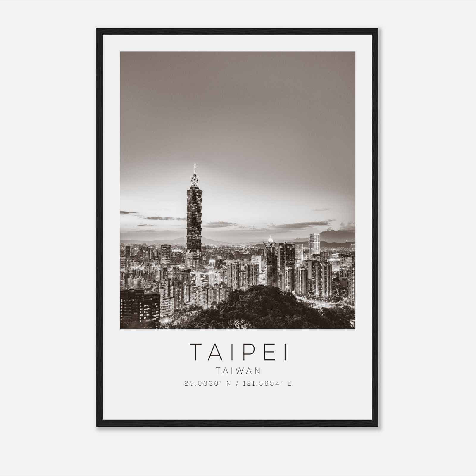 Taipei Taiwan Travel Photo Poster BW, Taipei Travel Print, Minimalist Travel Poster Print
