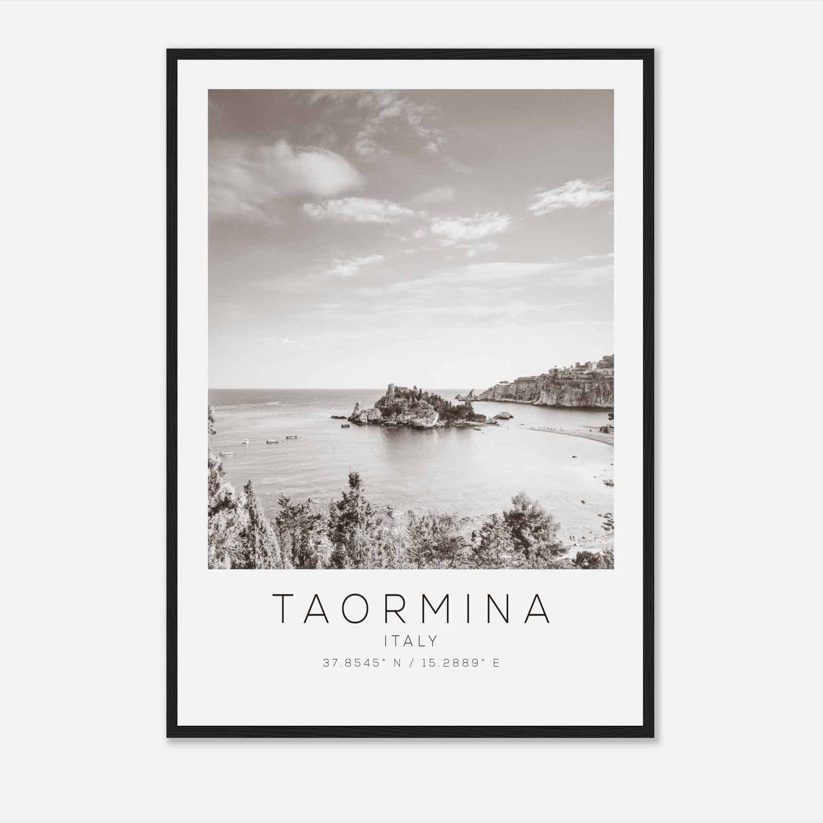 Taormina Italy Travel Photo Poster BW, Taormina Travel Print, Minimalist Travel Poster Print