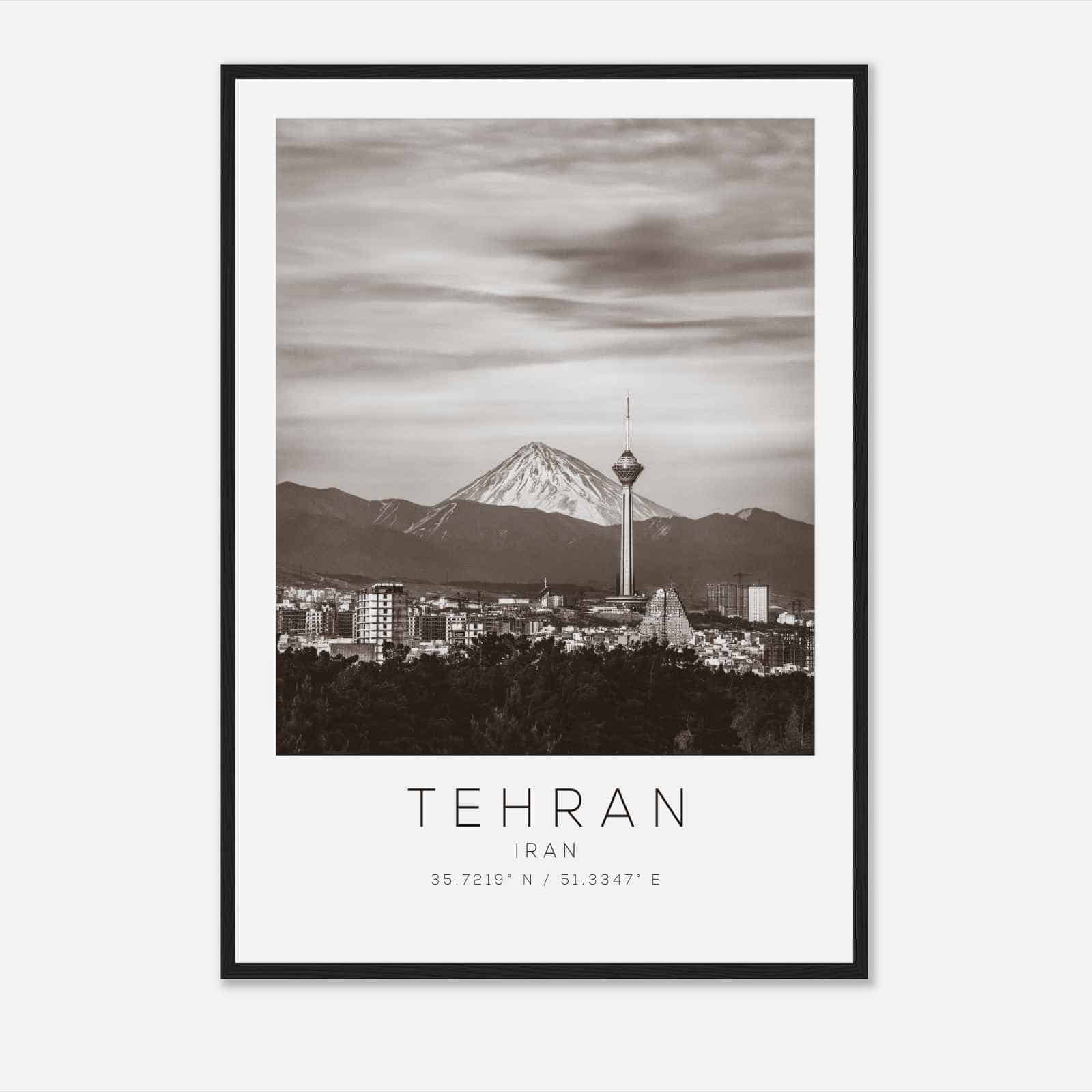 Tehran Iran Travel Photo Poster BW, Tehran Travel Print, Minimalist Travel Poster Print