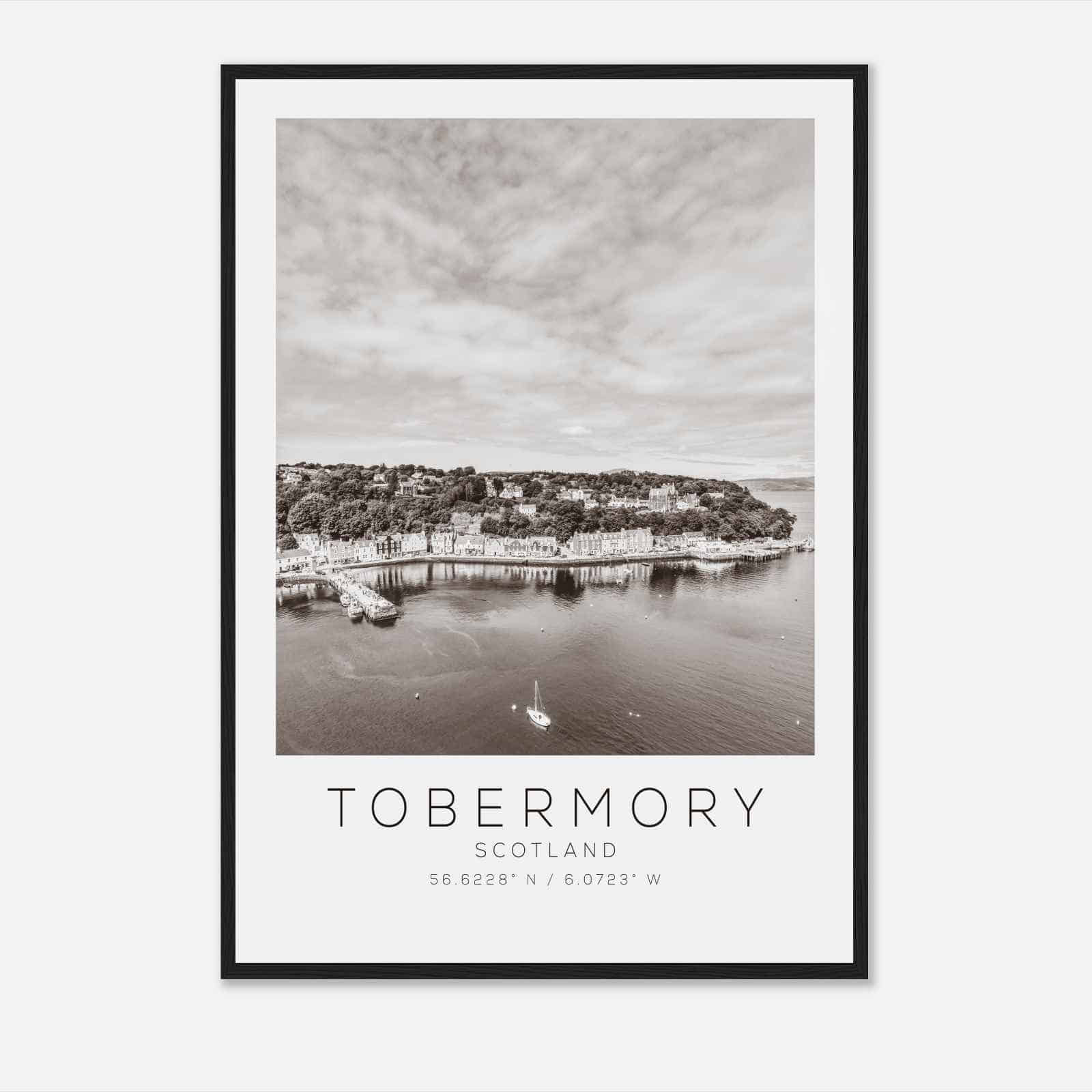 Tobermory Scotland Travel Photo Poster BW, Tobermory Travel Print, Minimalist Travel Poster Print
