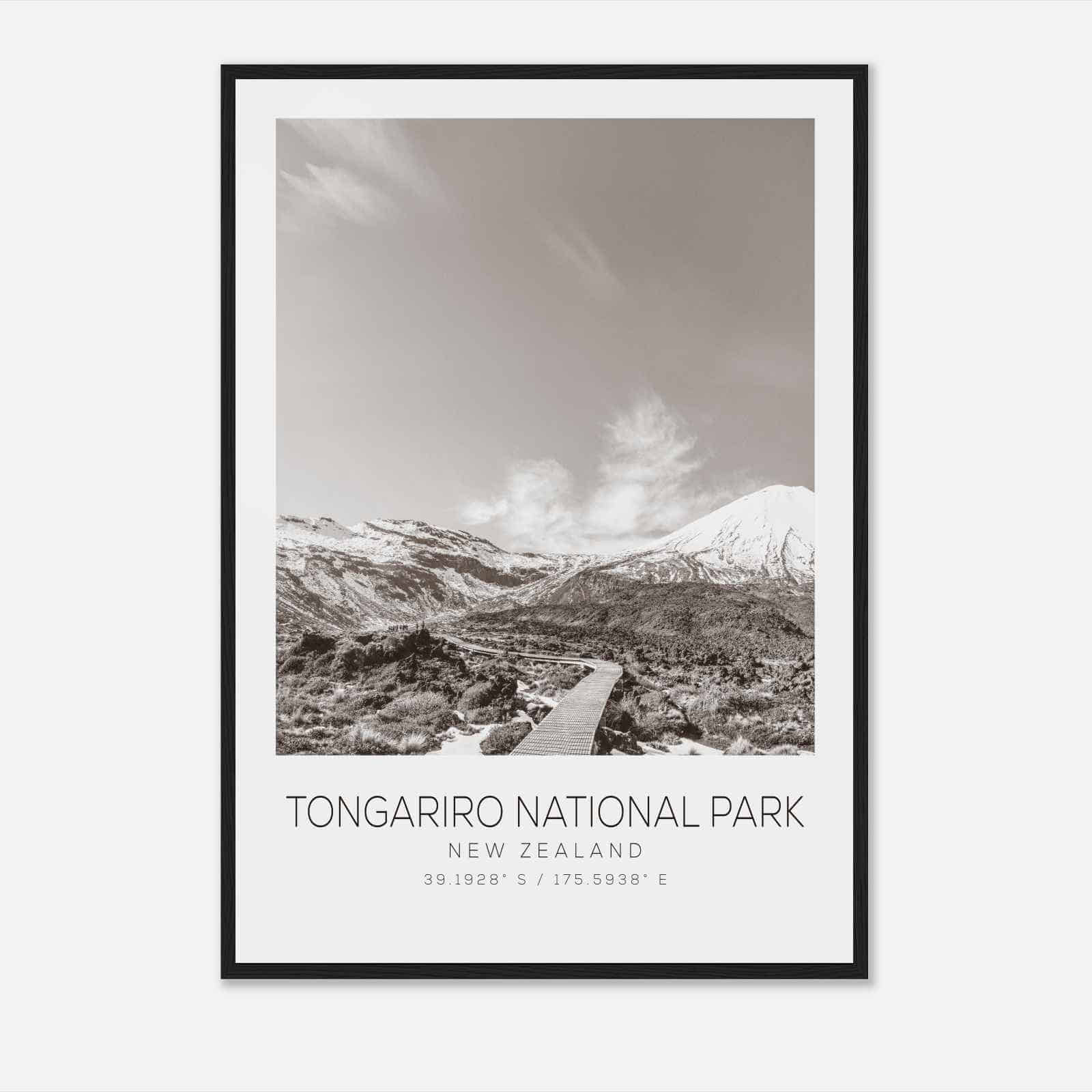 Tongariro National Park New Zealand Travel Photo Poster BW, Tongariro National Park Travel Print, Minimalist Travel Poster Print