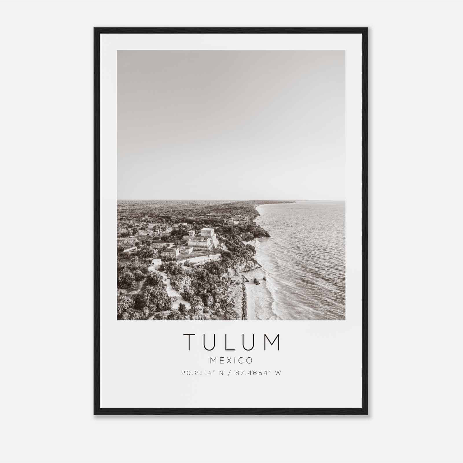 Tulum Mexico Travel Photo Poster BW, Tulum Travel Print, Minimalist Travel Poster Print