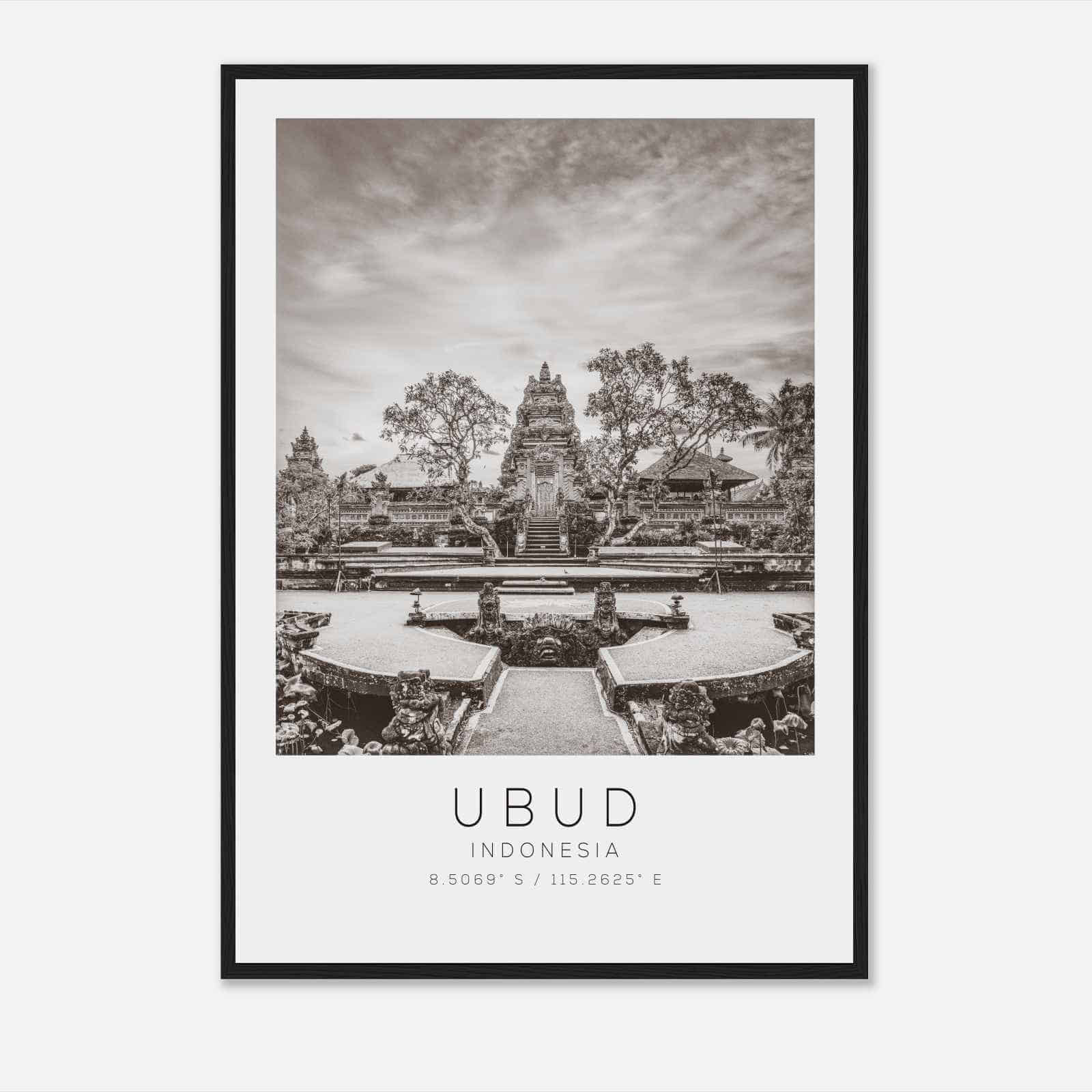 Ubud Indonesia Travel Photo Poster BW, Ubud Travel Print, Minimalist Travel Poster Print
