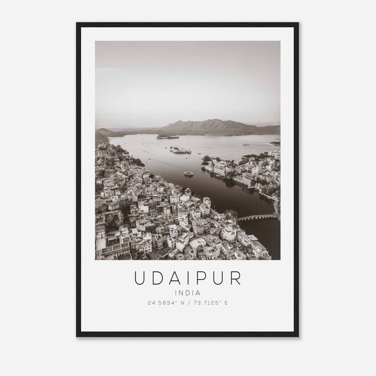 Udaipur India Travel Photo Poster BW, Udaipur Travel Print, Minimalist Travel Poster Print