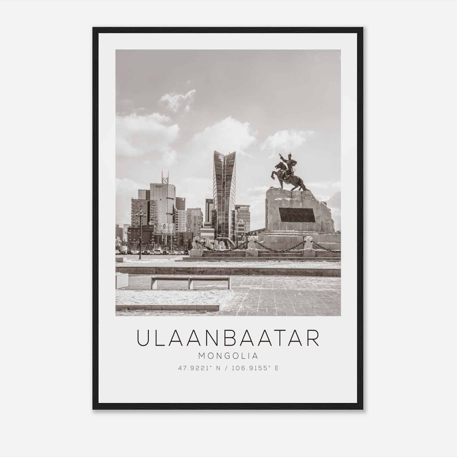 Ulaanbaatar Mongolia Travel Photo Poster BW, Ulaanbaatar Travel Print, Minimalist Travel Poster Print