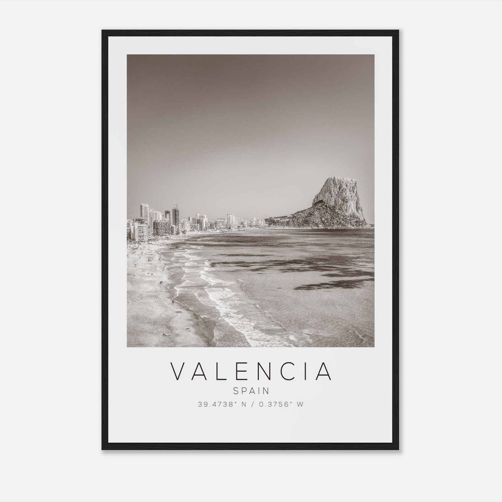 Valencia Spain Travel Photo Poster BW, Valencia Travel Print, Minimalist Travel Poster Print DS2