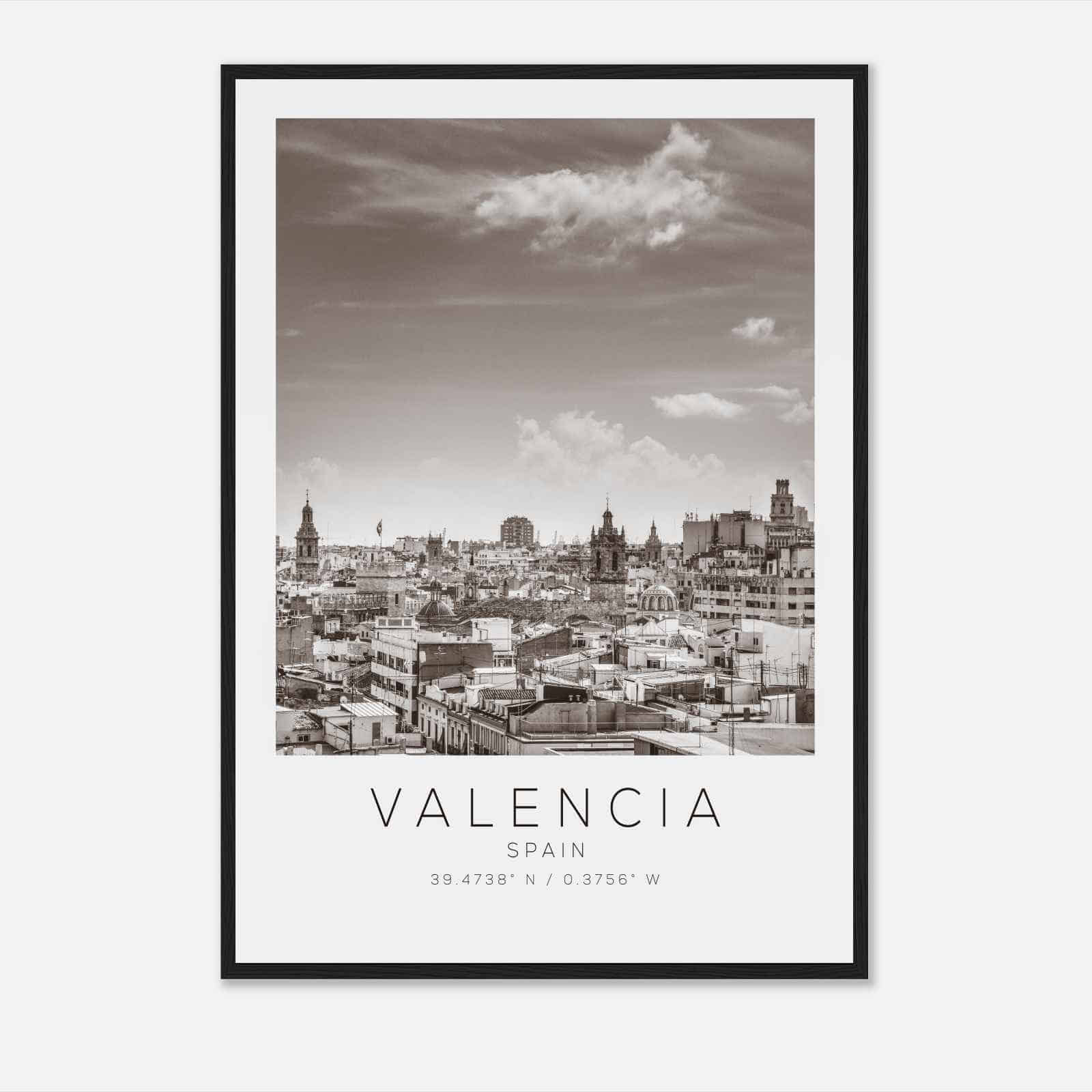 Valencia Spain Travel Photo Poster BW, Valencia Travel Print, Minimalist Travel Poster Print