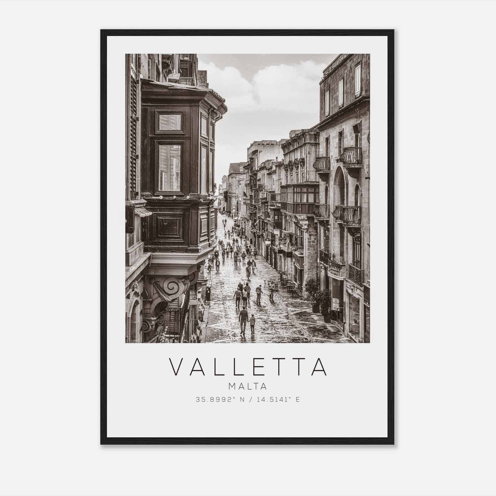 Valletta Malta Travel Photo Poster BW, Valletta Travel Print, Minimalist Travel Poster Print DS2