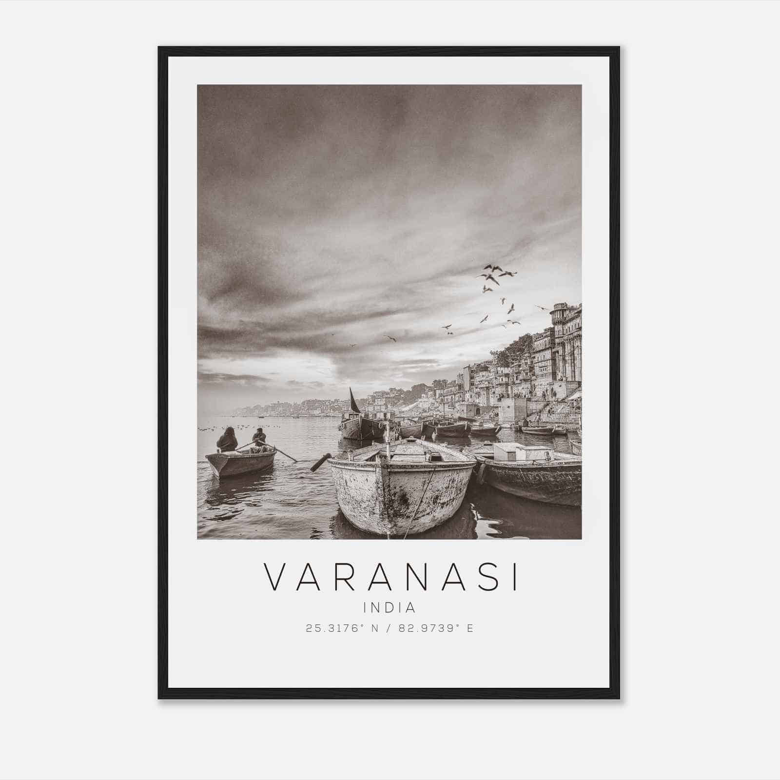 Varanasi India Travel Photo Poster BW, Varanasi Travel Print, Minimalist Travel Poster Print