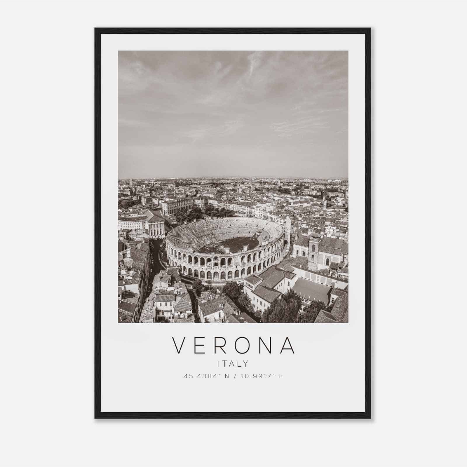 Verona Italy Travel Photo Poster BW, Verona Travel Print, Minimalist Travel Poster Print