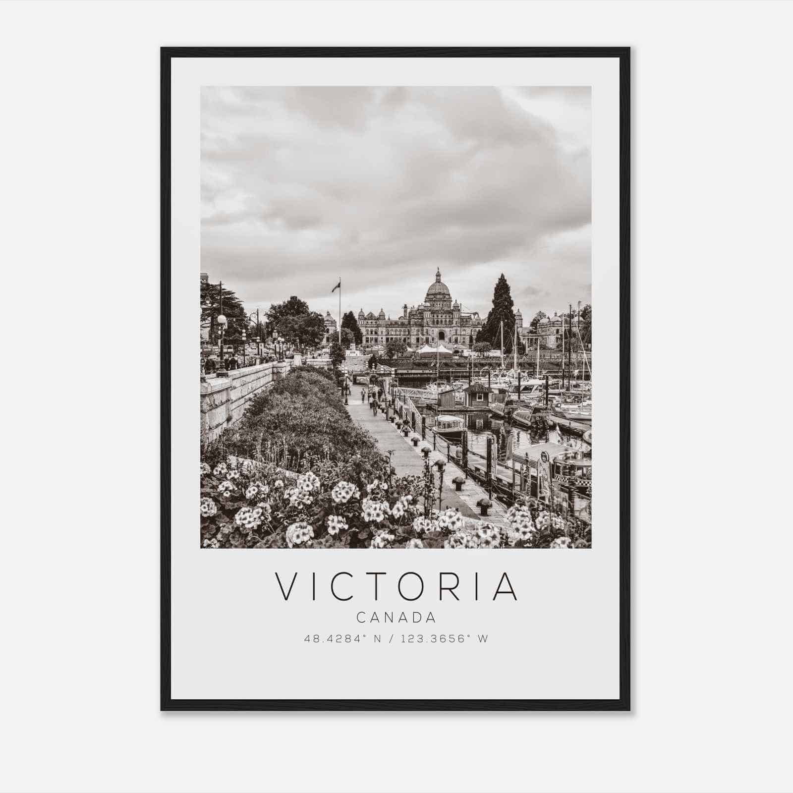 Victoria Canada Travel Photo Poster BW, Victoria Travel Print, Minimalist Travel Poster Print