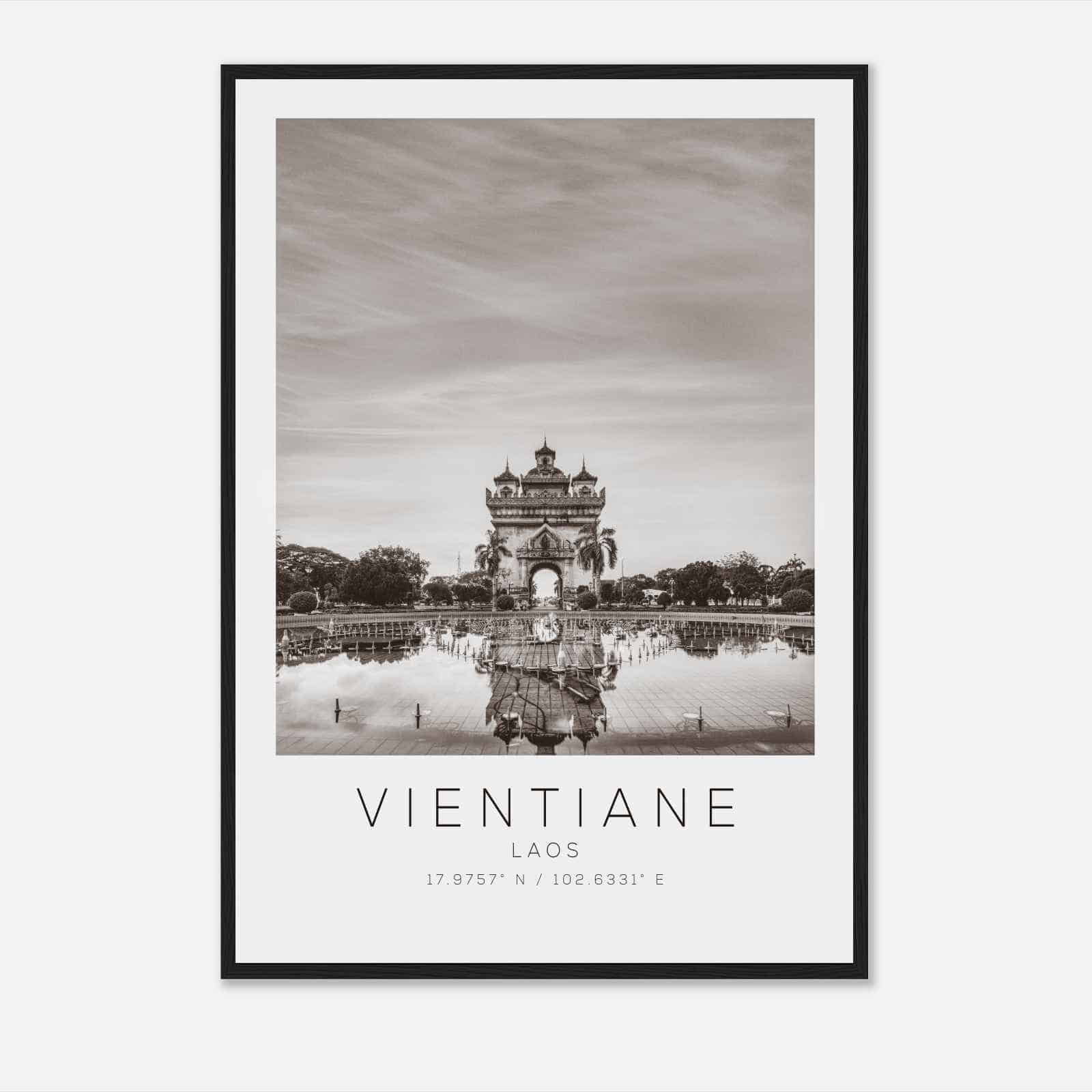 Vientiane Laos Travel Photo Poster BW, Vientiane Travel Print, Minimalist Travel Poster Print