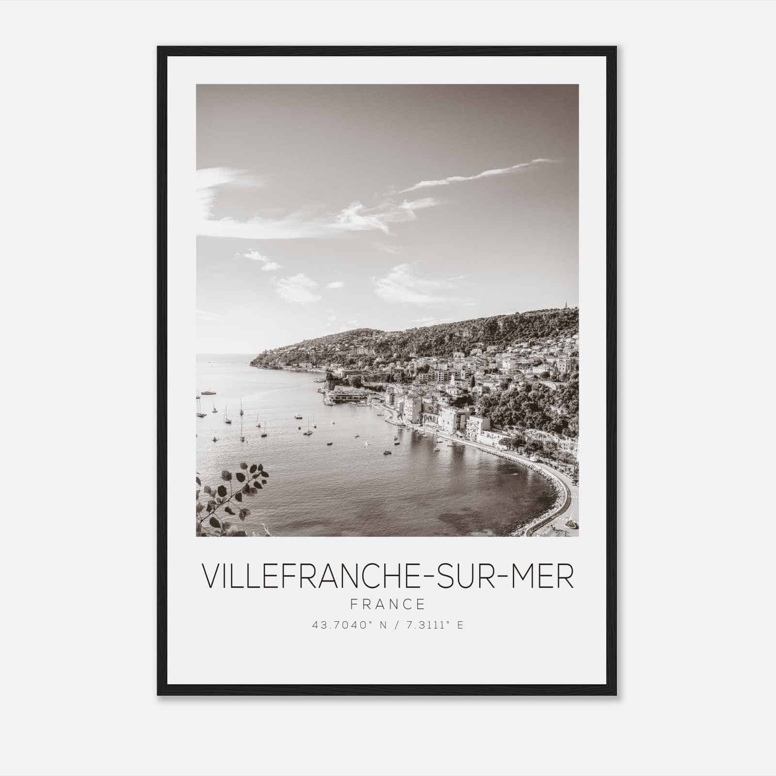 Villefranche-sur-Mer France Travel Photo Poster BW, Villefranche-sur-Mer Travel Print, Minimalist Travel Poster Print DS2