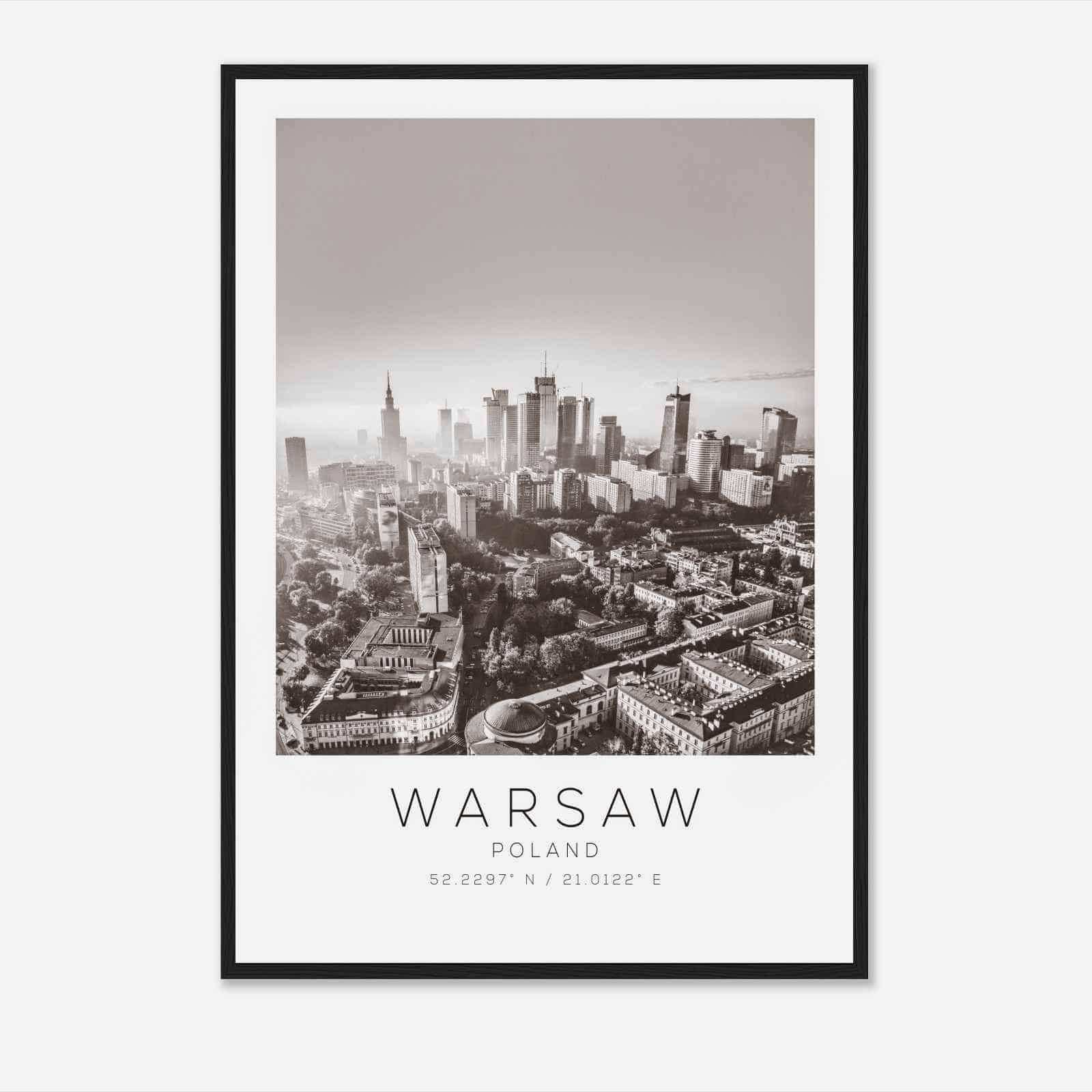 Warsaw Poland Travel Photo Poster BW, Warsaw Travel Print, Minimalist Travel Poster Print DS2