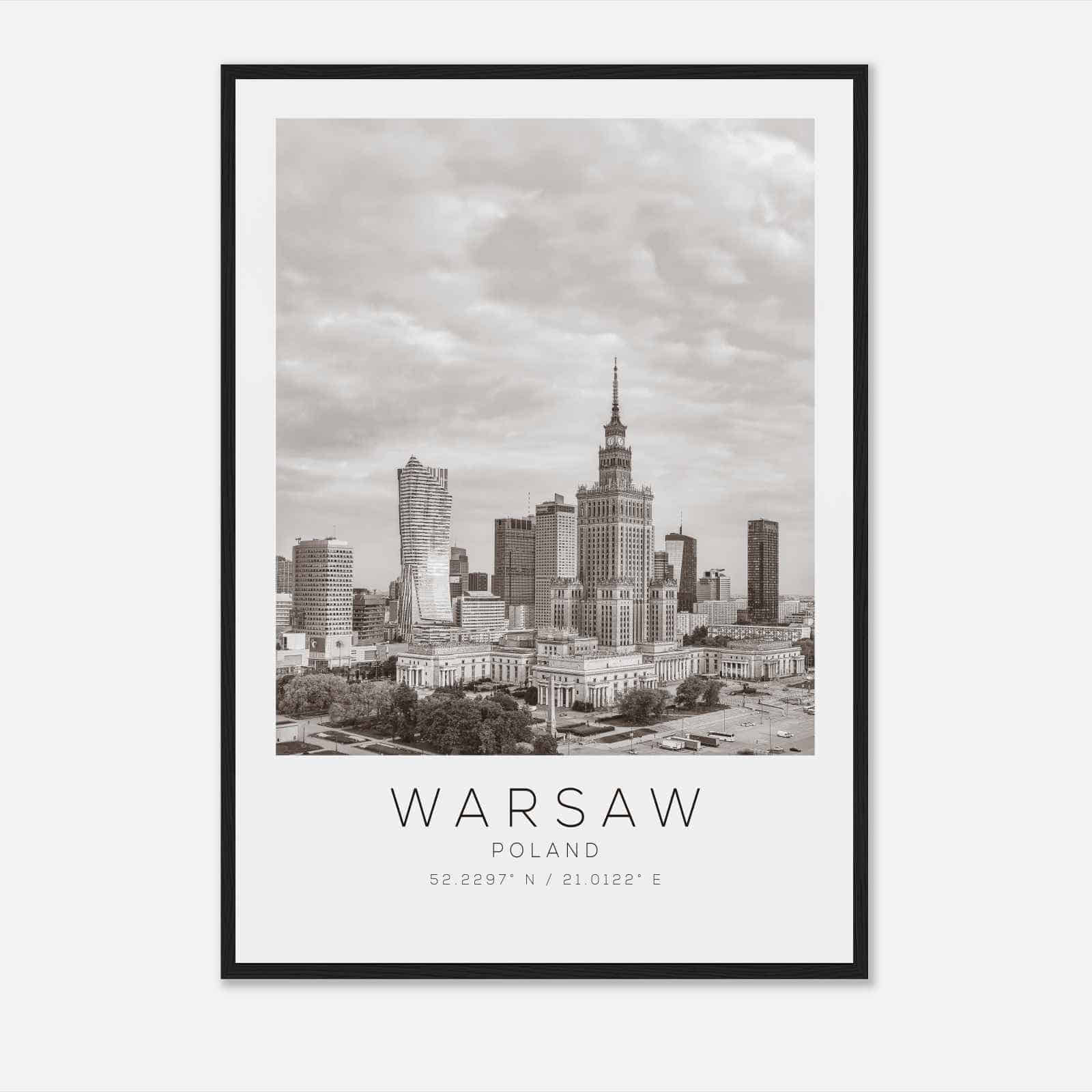 Warsaw Poland Travel Photo Poster BW, Warsaw Travel Print, Minimalist Travel Poster Print