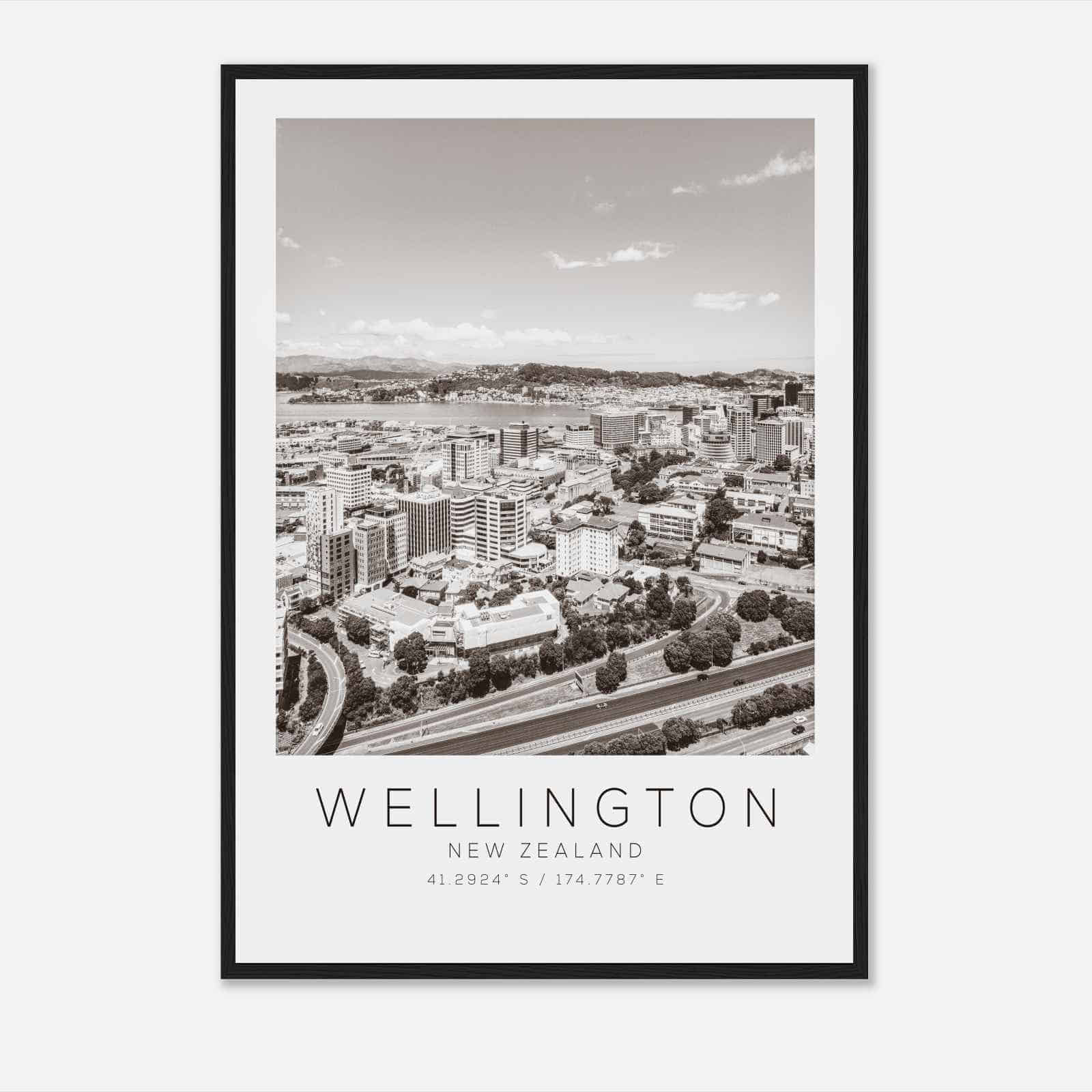 Wellington New Zealand Travel Photo Poster BW, Wellington Travel Print, Minimalist Travel Poster Print DS2