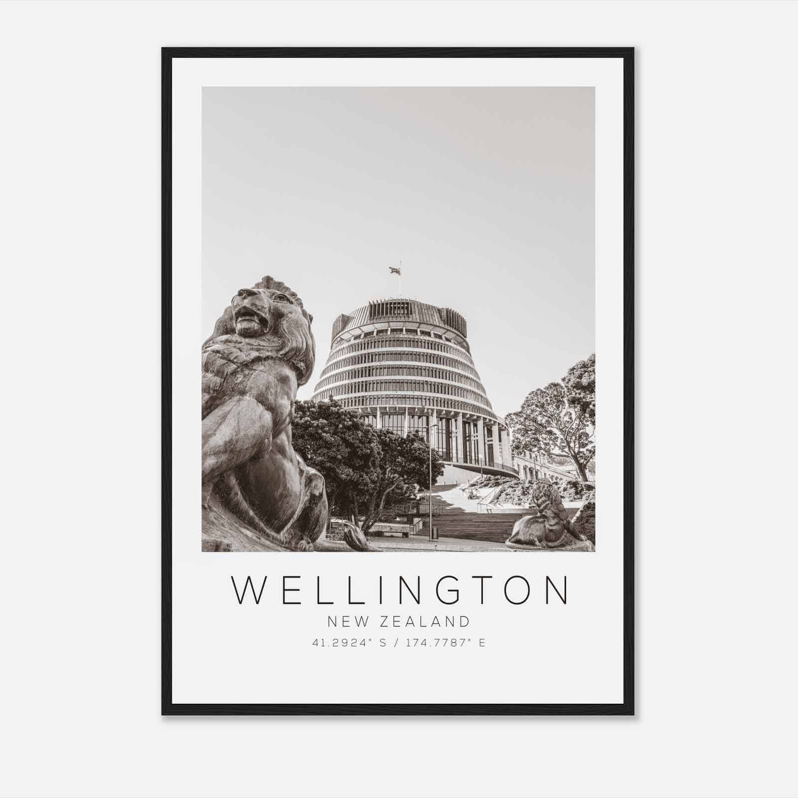 Wellington New Zealand Travel Photo Poster BW, Wellington Travel Print, Minimalist Travel Poster Print