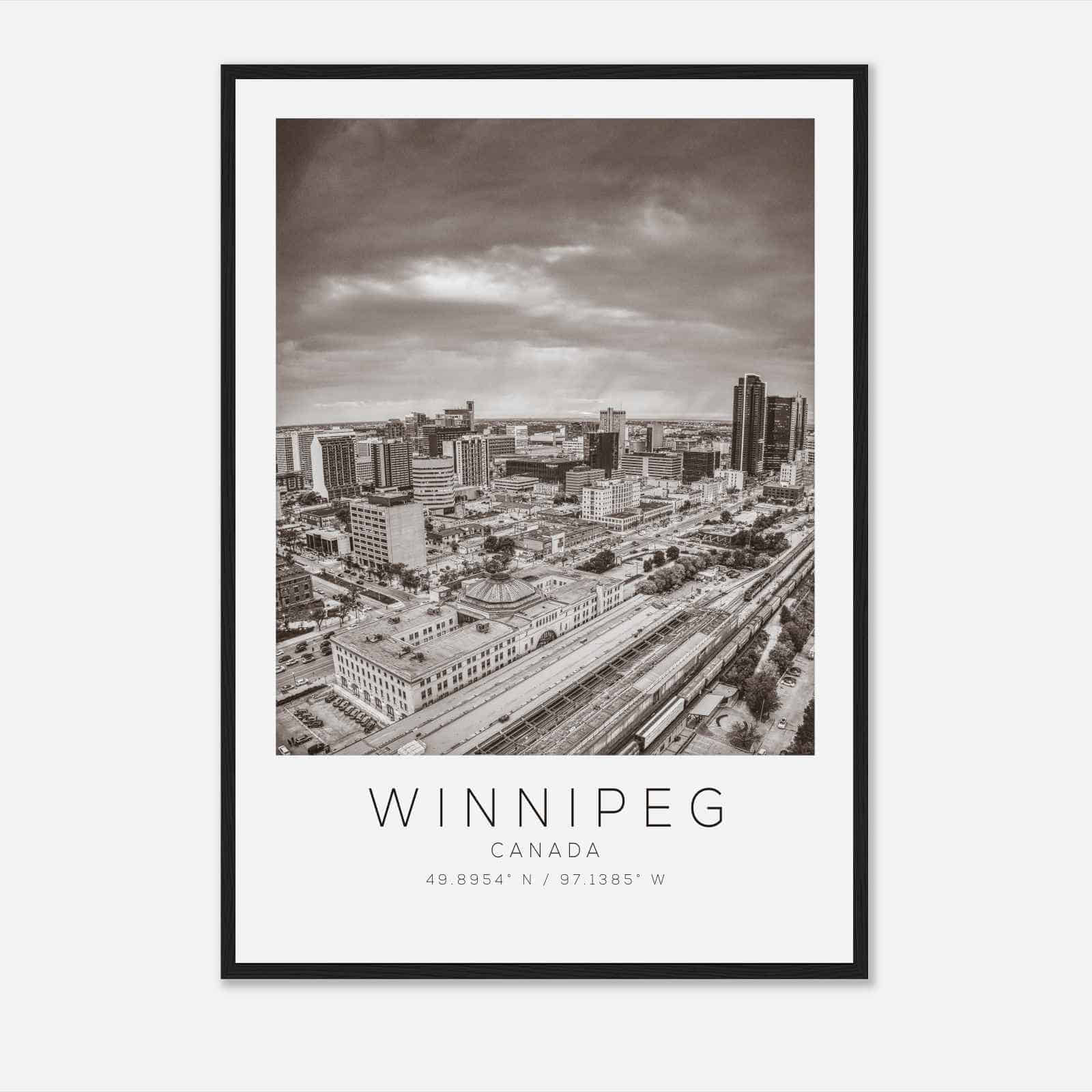 Winnipeg Canada Travel Photo Poster BW, Winnipeg Travel Print, Minimalist Travel Poster Print