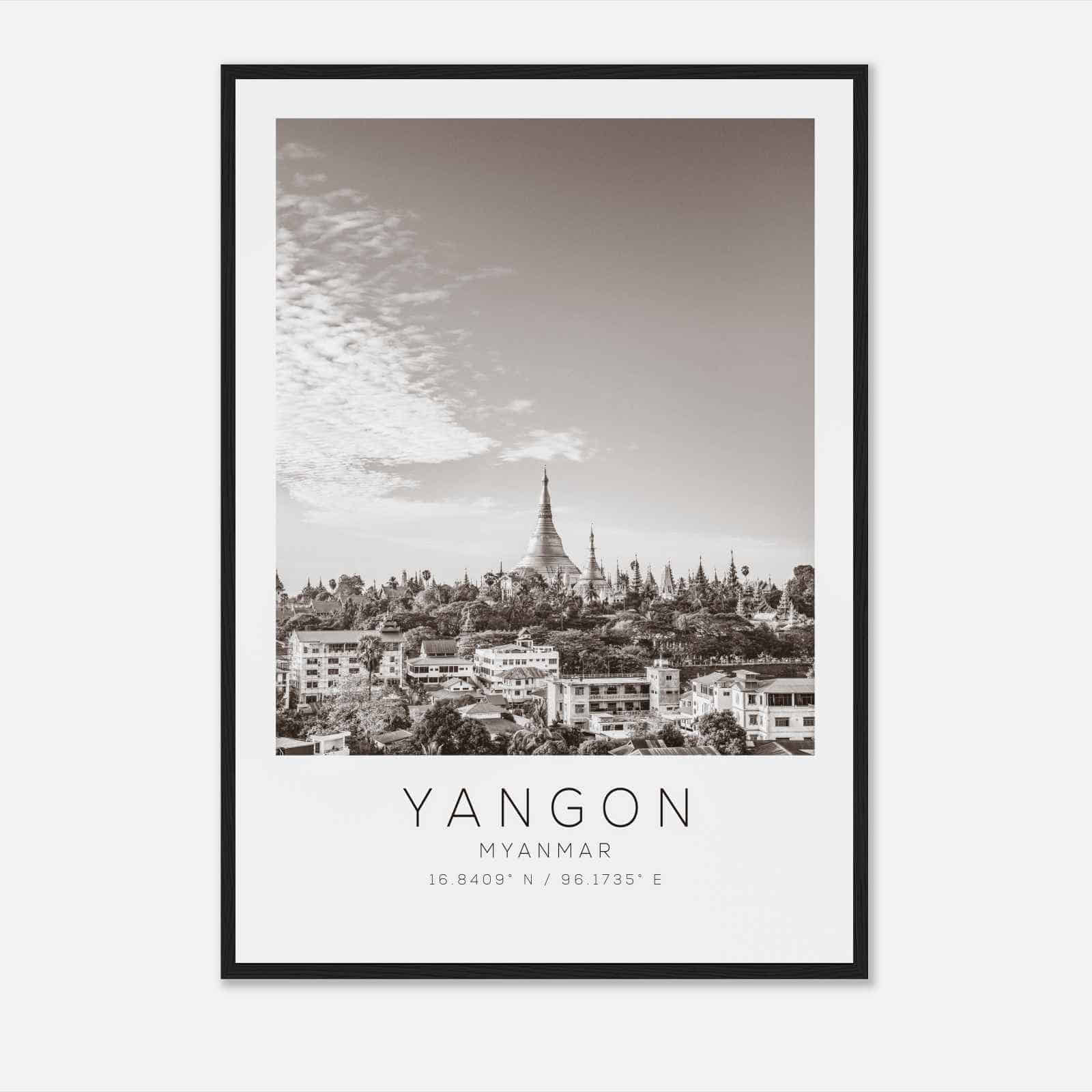 Yangon Myanmar Travel Photo Poster BW, Yangon Travel Print, Minimalist Travel Poster Print