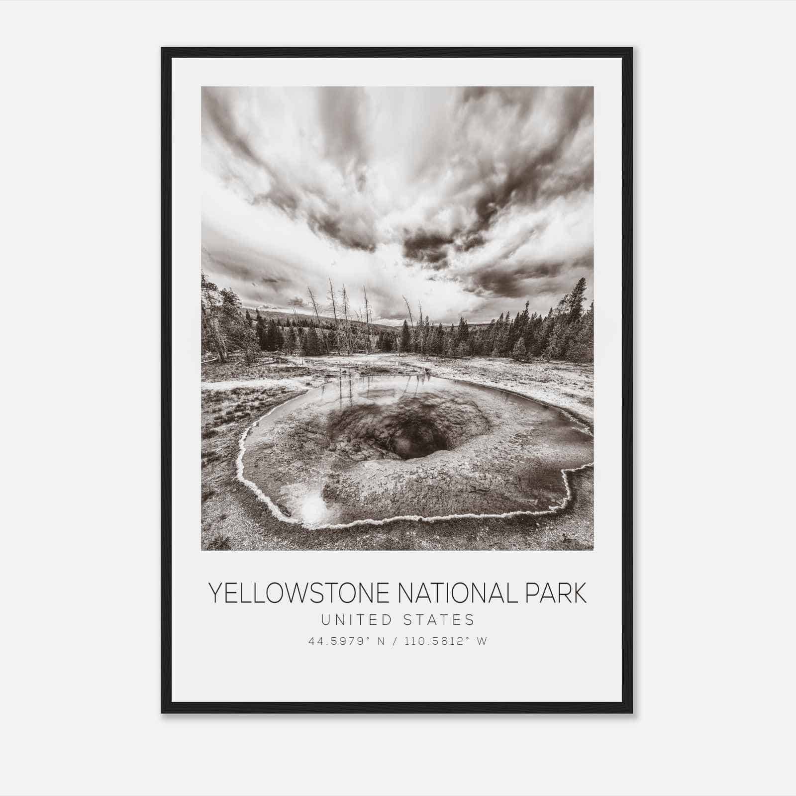 Yellowstone National Park United States Travel Photo Poster BW, Yellowstone National Park Travel Print, Minimalist Travel Poster Print