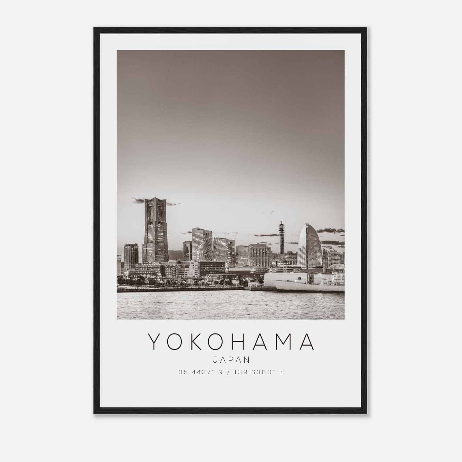 Yokohama Japan Travel Photo Poster BW, Yokohama Travel Print, Minimalist Travel Poster Print