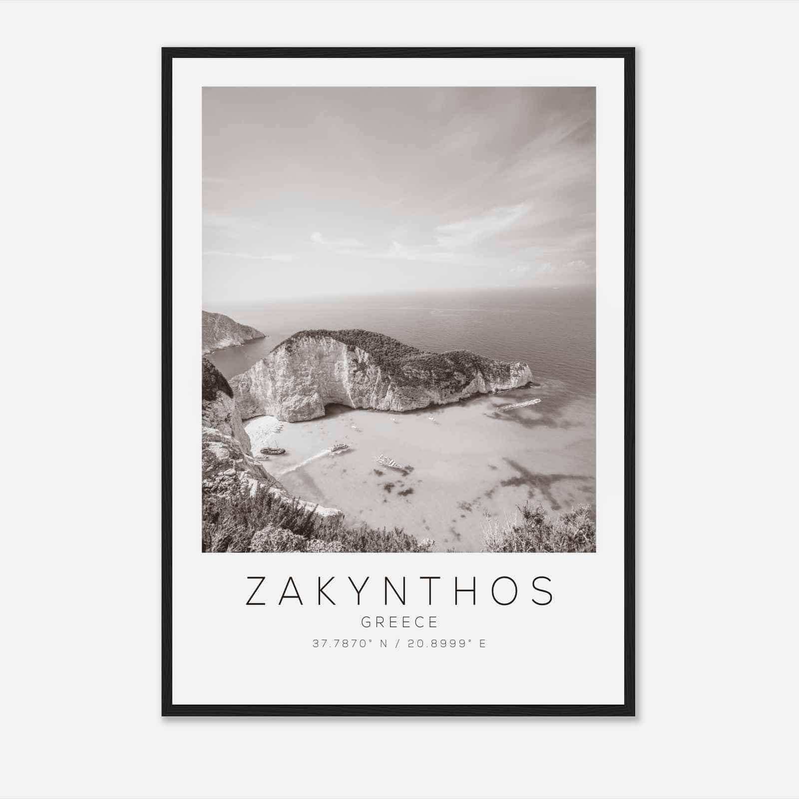 Zakynthos Greece Travel Photo Poster BW, Zakynthos Travel Print, Minimalist Travel Poster Print