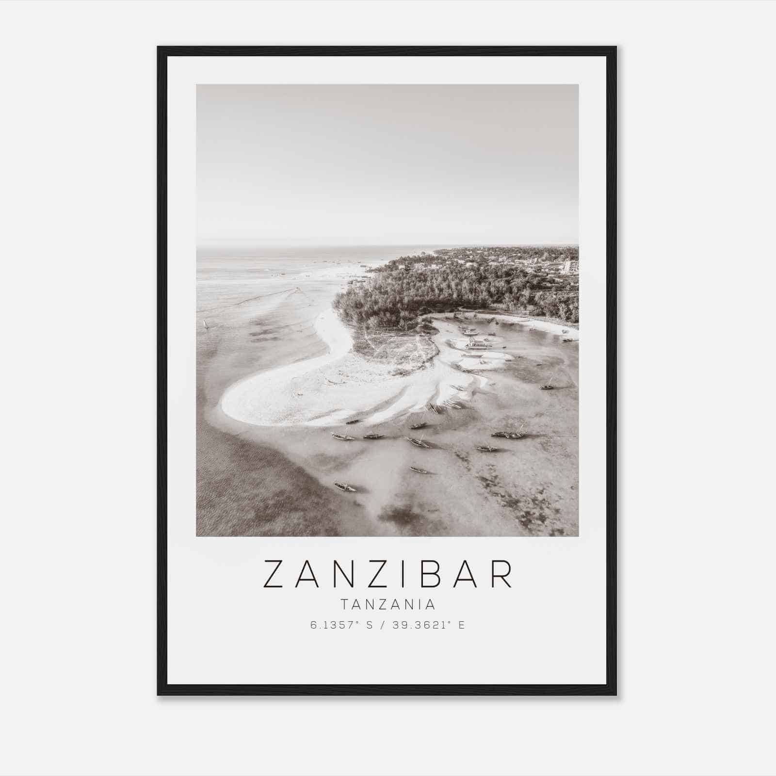 Zanzibar Tanzania Travel Photo Poster BW, Zanzibar Travel Print, Minimalist Travel Poster Print