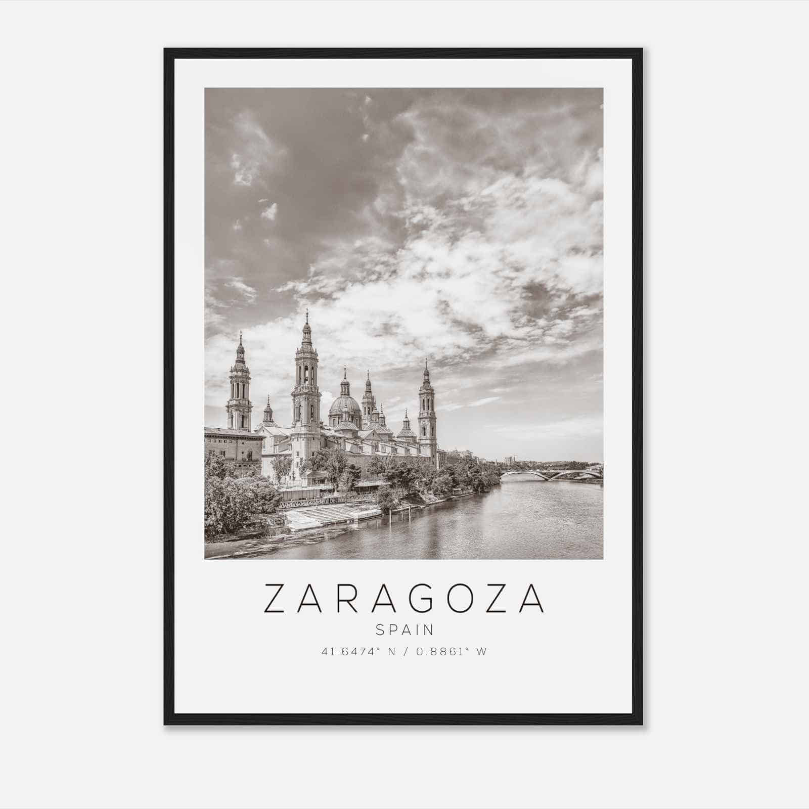 ZARAGOZA Spain Travel Photo Poster BW, ZARAGOZA Travel Print, Minimalist Travel Poster Print