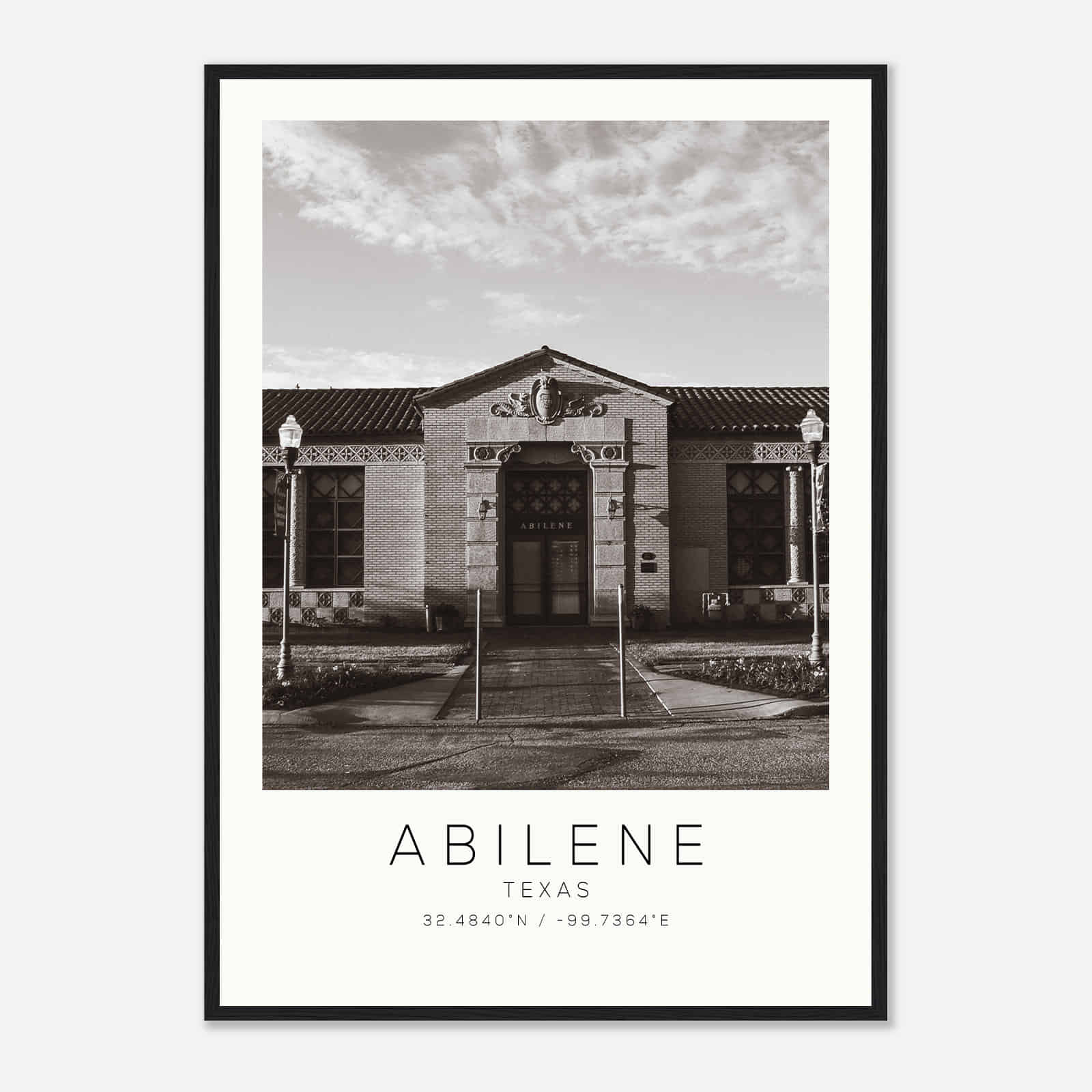 Abilene Texas Photo Travel Poster BW, Abilene Travel Print, Minimalist Travel Print