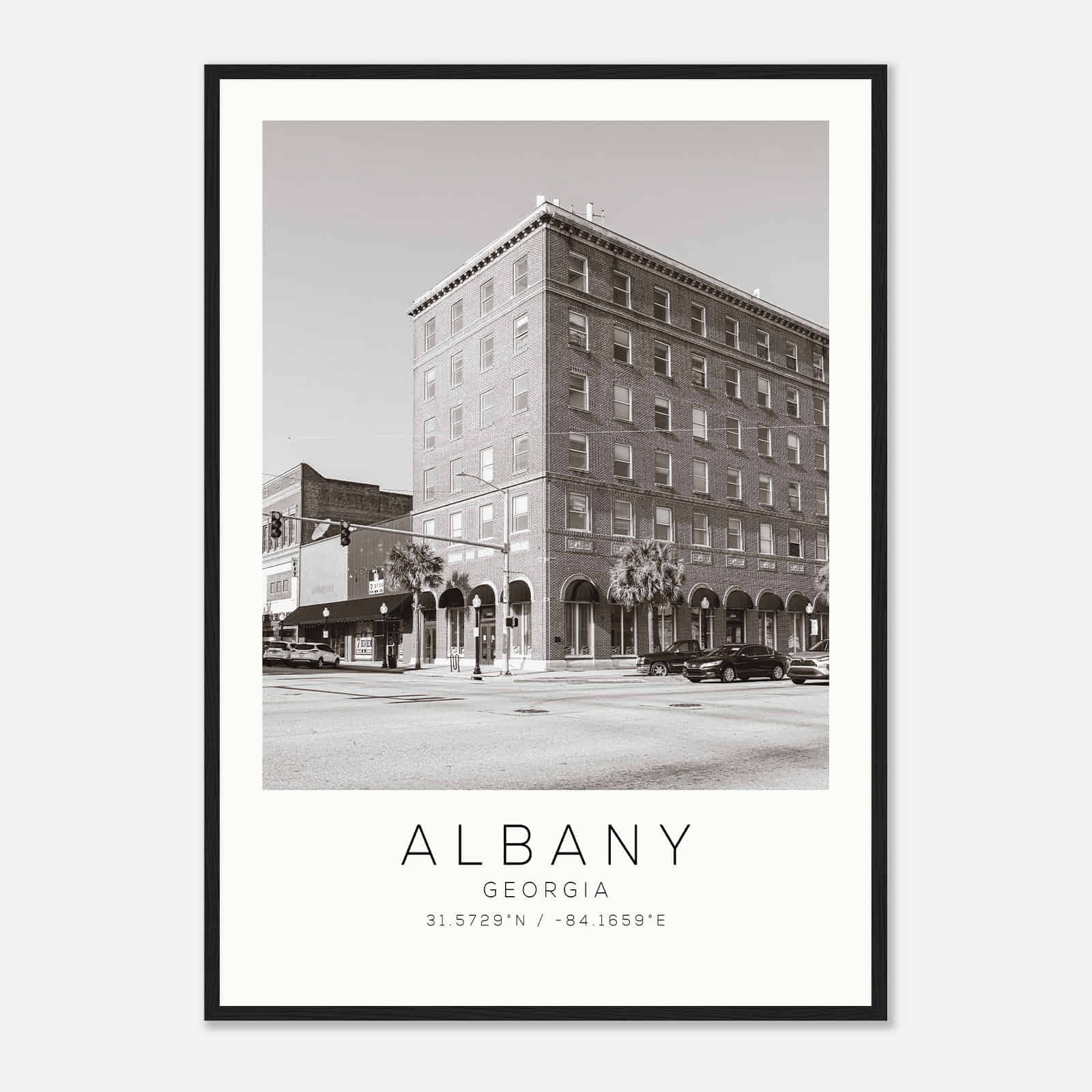 Albany Georgia Photo Travel Poster BW, Albany Travel Print, Minimalist Travel Print DS2
