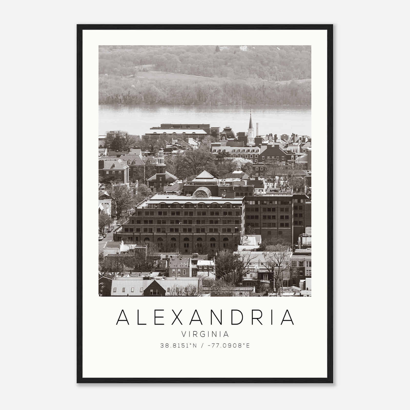 Alexandria Virginia Photo Travel Poster BW, Alexandria Travel Print, Minimalist Travel Print