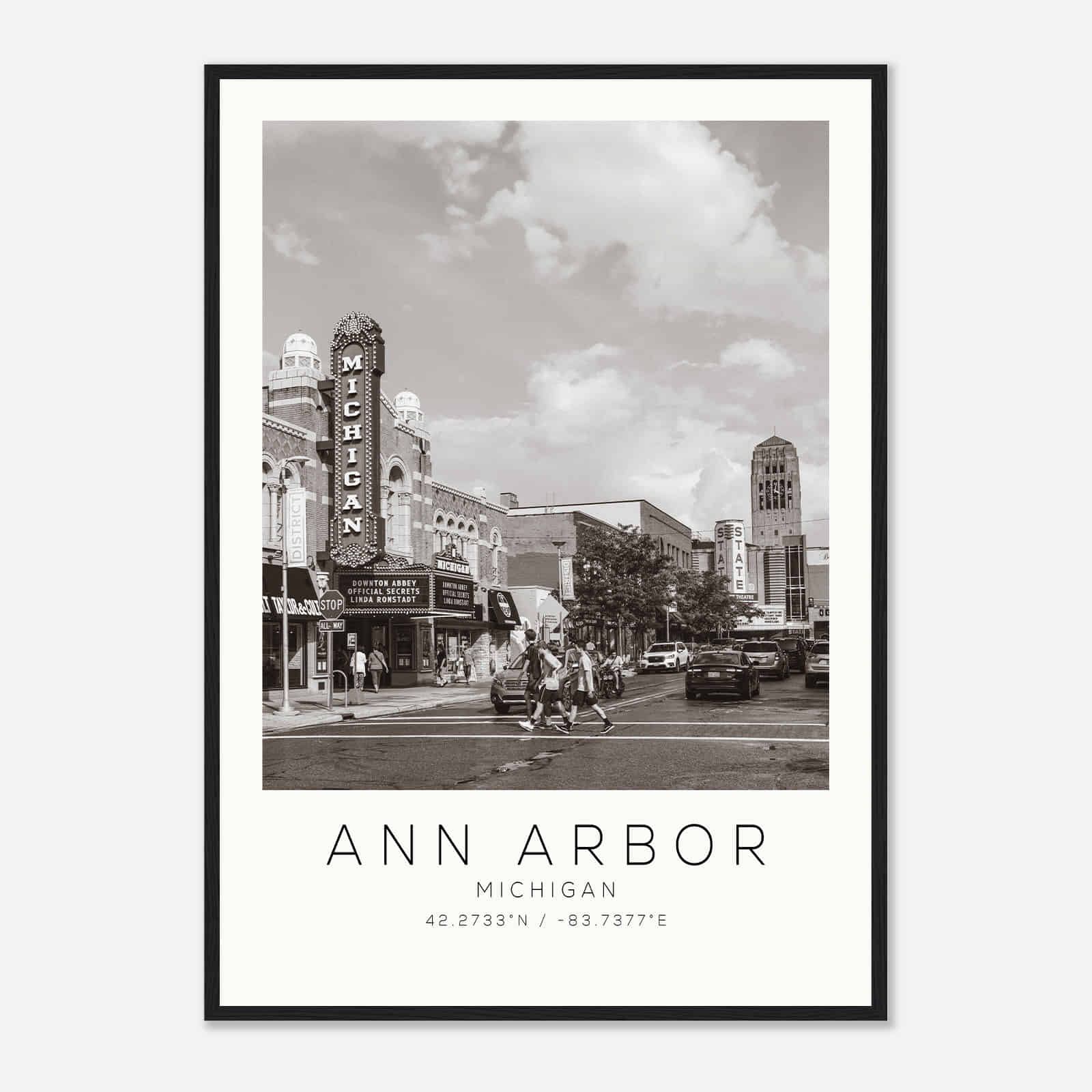 Ann Arbor Michigan Photo Travel Poster BW, Ann Arbor Travel Print, Minimalist Travel Print DS1