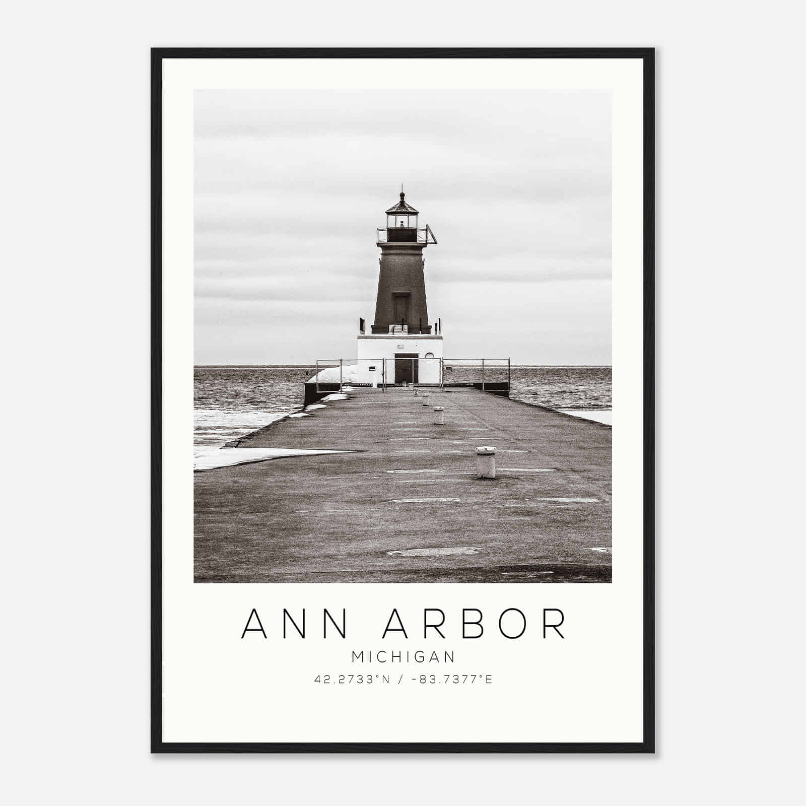 Ann Arbor Michigan Photo Travel Poster BW, Ann Arbor Travel Print, Minimalist Travel Print DS2