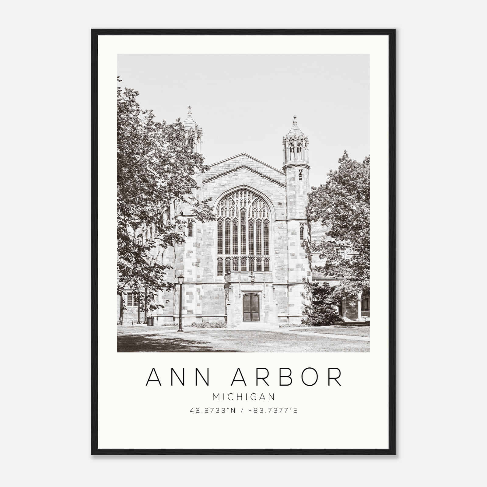 Ann Arbor Michigan Photo Travel Poster BW, Ann Arbor Travel Print, Minimalist Travel Print DS3