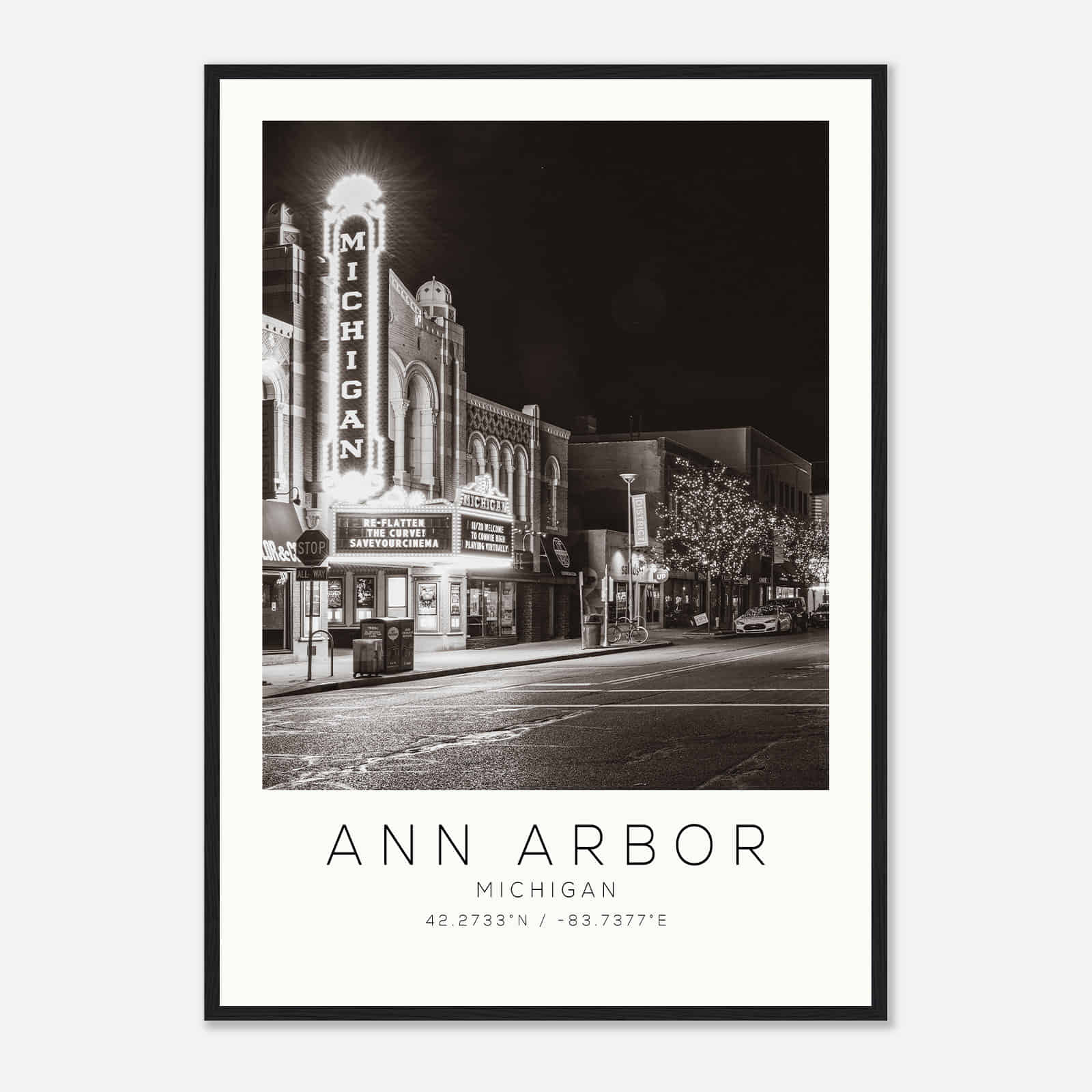 Ann Arbor Michigan Photo Travel Poster BW, Ann Arbor Travel Print, Minimalist Travel Print DS4