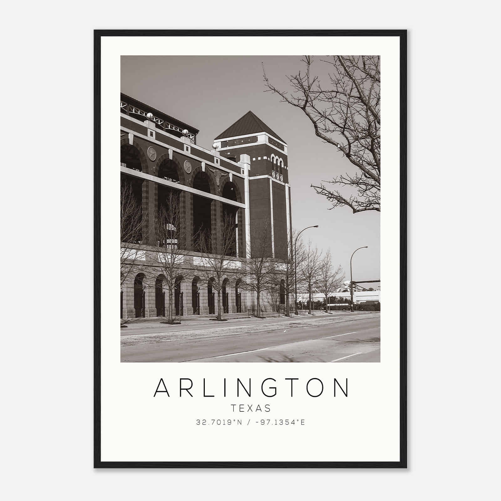 Arlington Texas Photo Travel Poster BW, Arlington Travel Print, Minimalist Travel Print DS1
