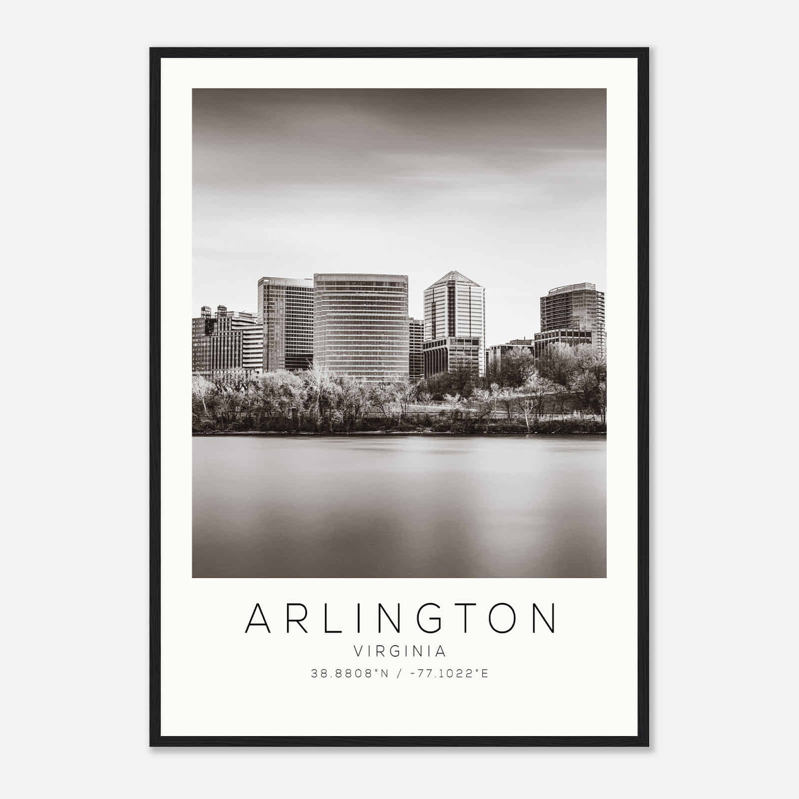 Arlington Virginia Photo Travel Poster BW, Arlington Travel Print, Minimalist Travel Print