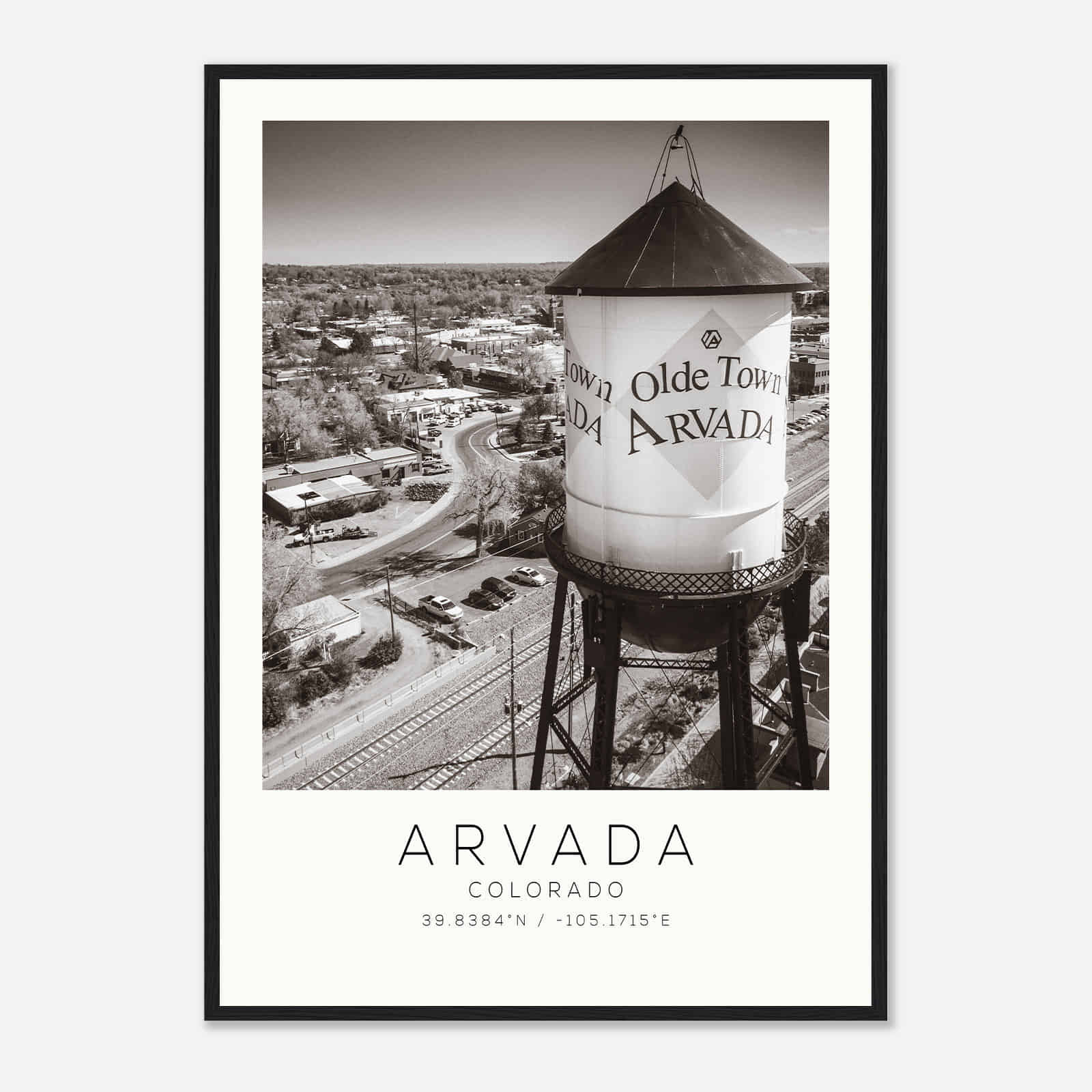 Arvada Colorado Photo Travel Poster BW, Arvada Travel Print, Minimalist Travel Print
