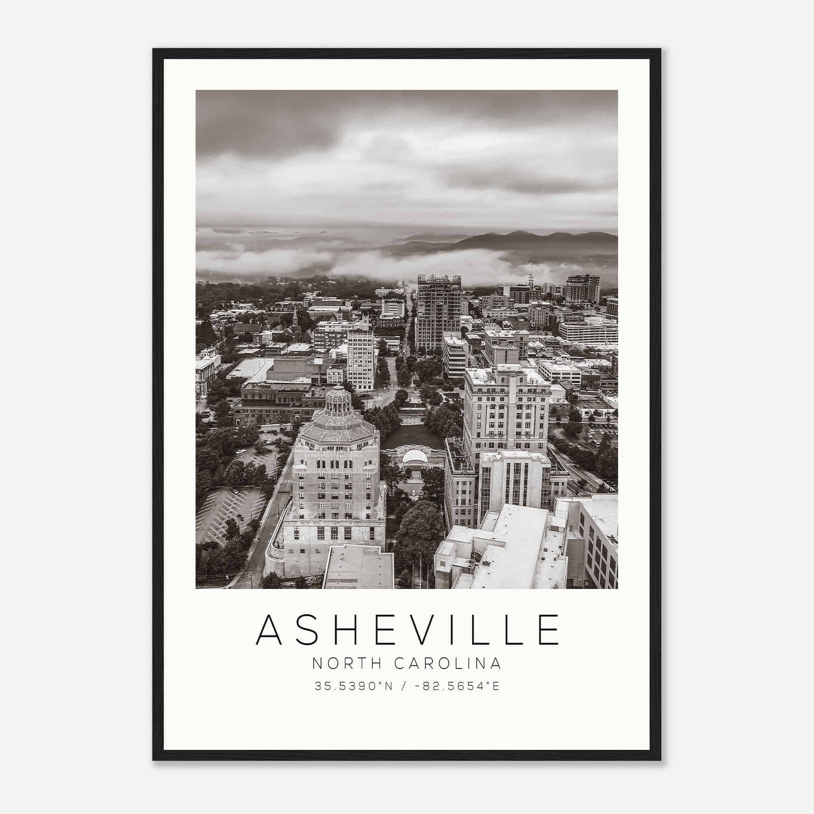 Asheville North Carolina Photo Travel Poster BW, Asheville Travel Print, Minimalist Travel Print DS1