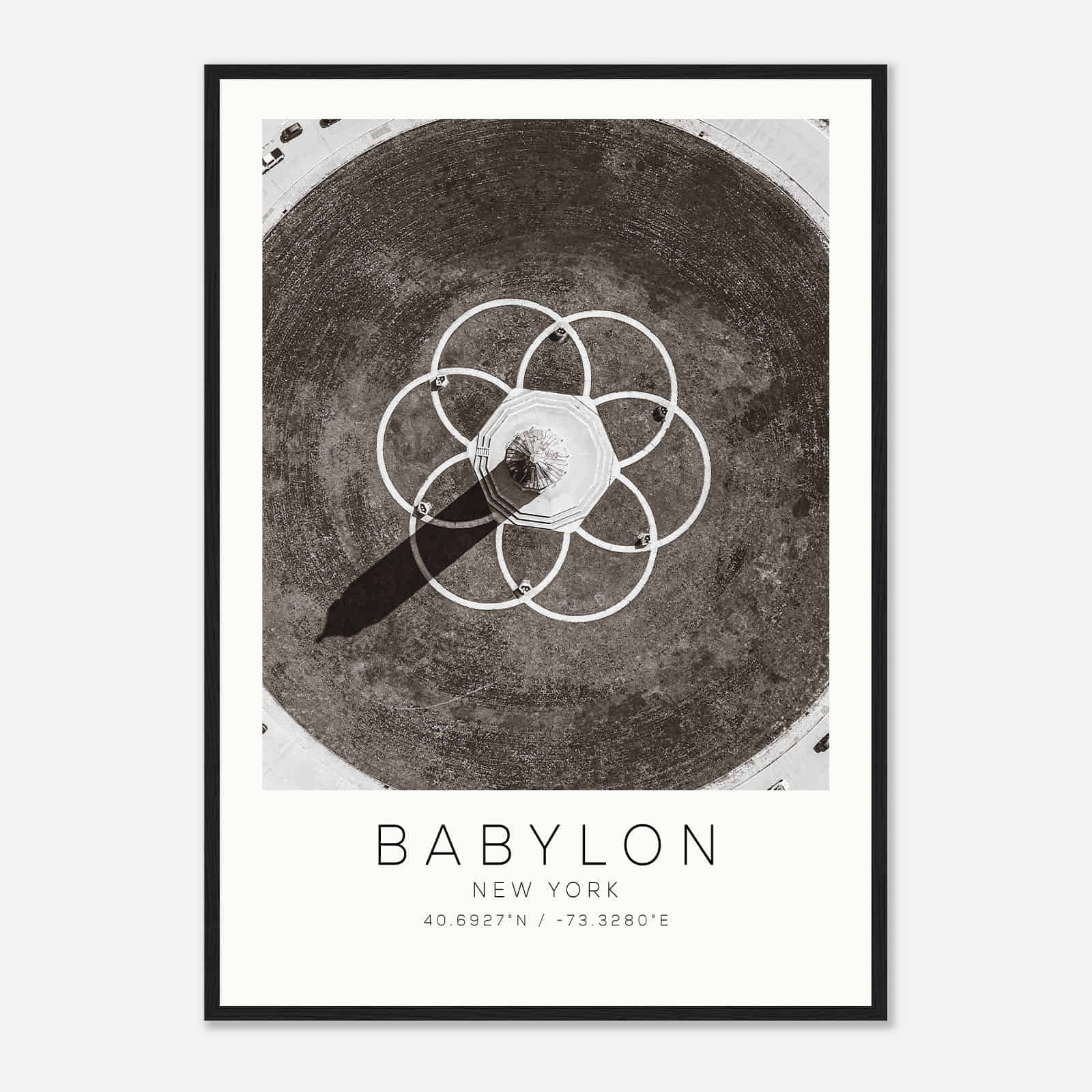 Babylon New York Photo Travel Poster BW, Babylon Travel Print, Minimalist Travel Print