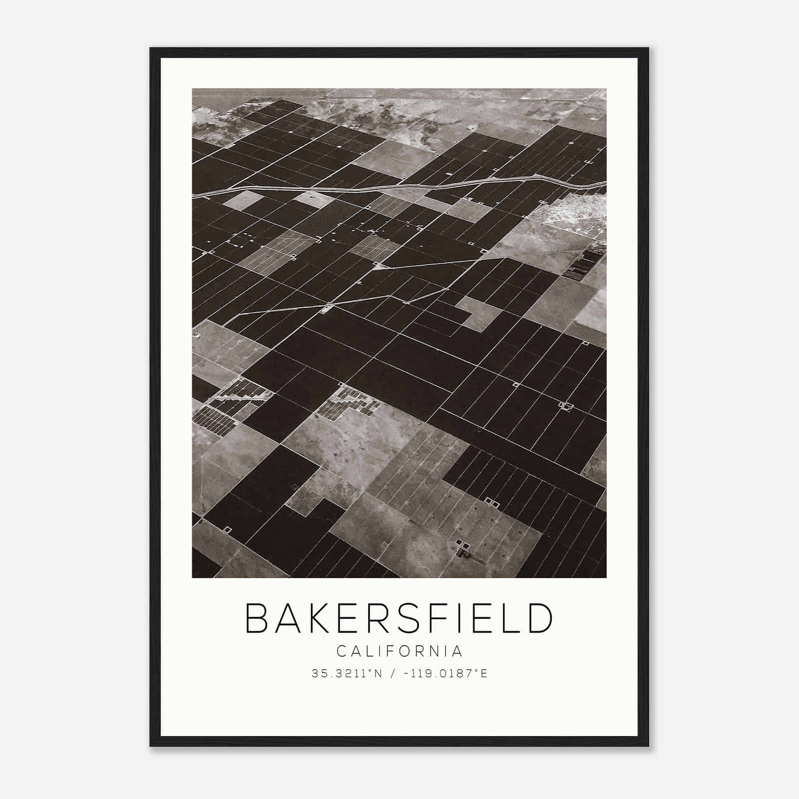 Bakersfield California Photo Travel Poster BW, Bakersfield Travel Print, Minimalist Travel Print DS1