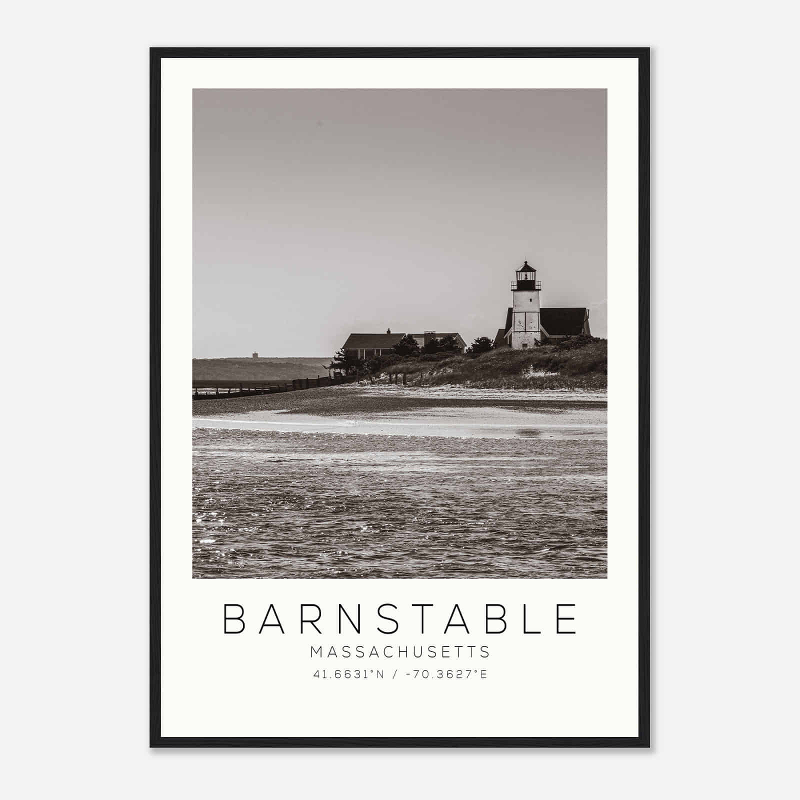 Barnstable Massachusetts Photo Travel Poster BW, Barnstable Travel Print, Minimalist Travel Print