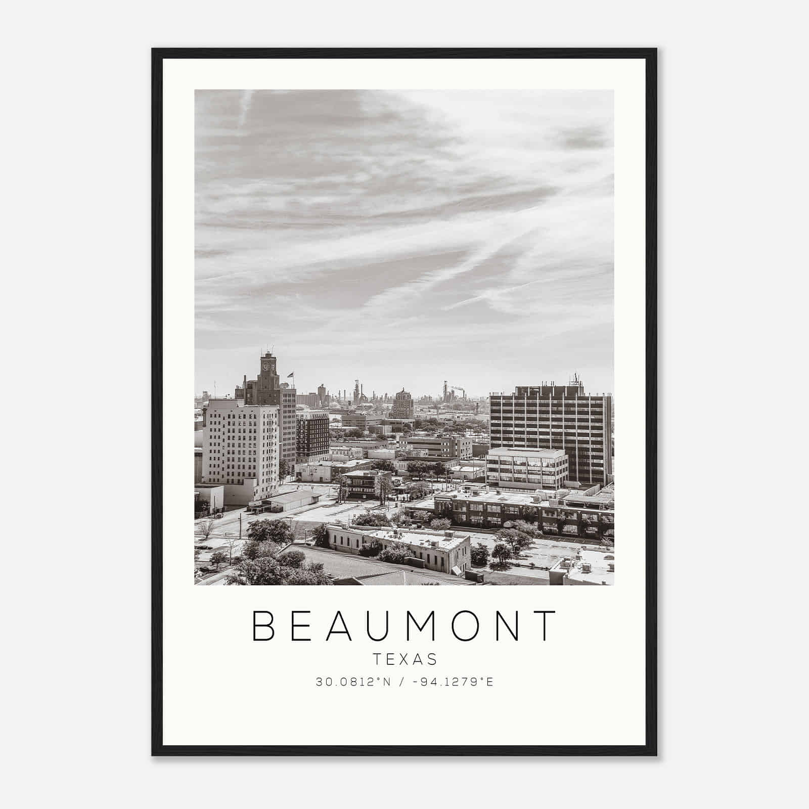 Beaumont Texas Photo Travel Poster BW, Beaumont Travel Print, Minimalist Travel Print DS2