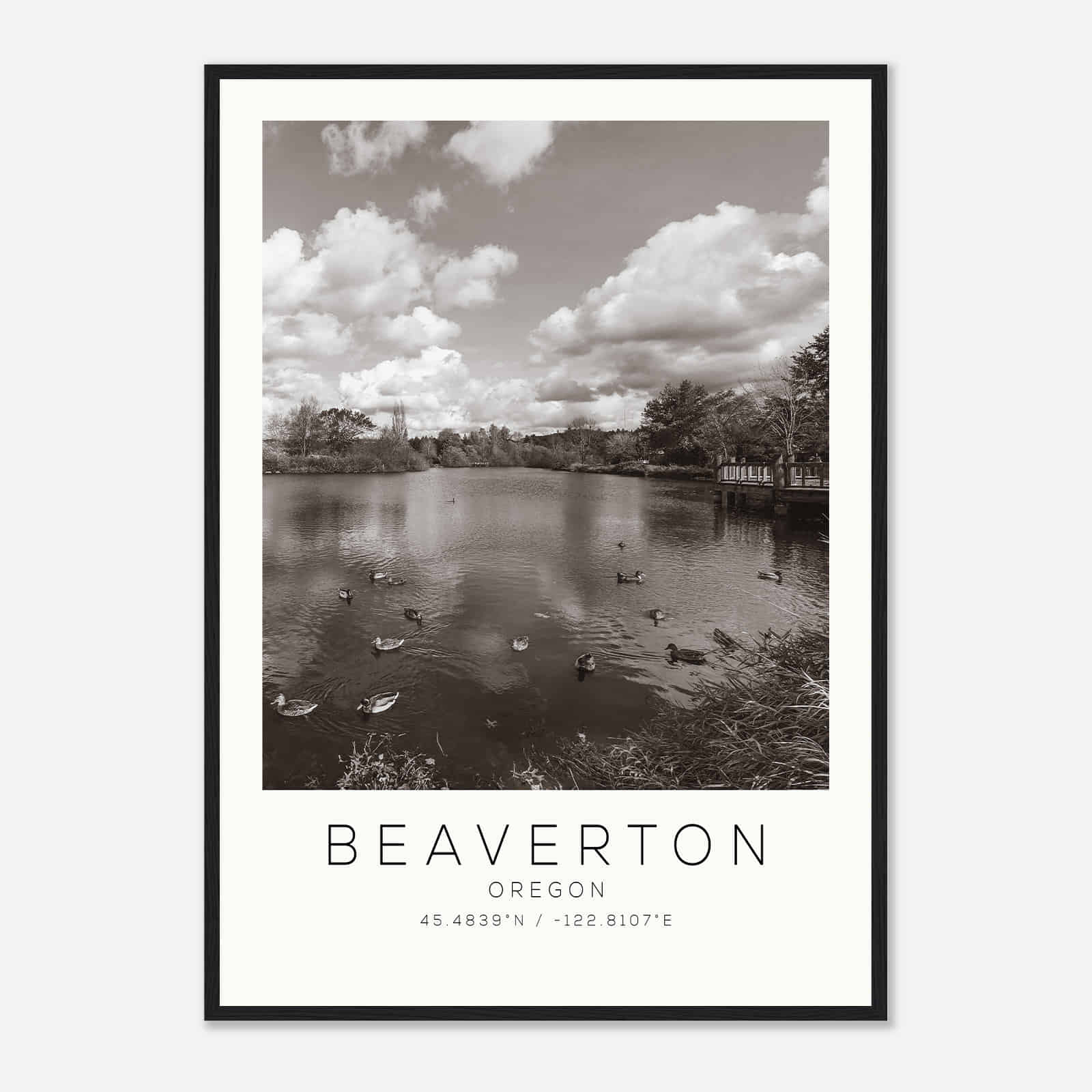 Beaverton Oregon Photo Travel Poster BW, Beaverton Travel Print, Minimalist Travel Print