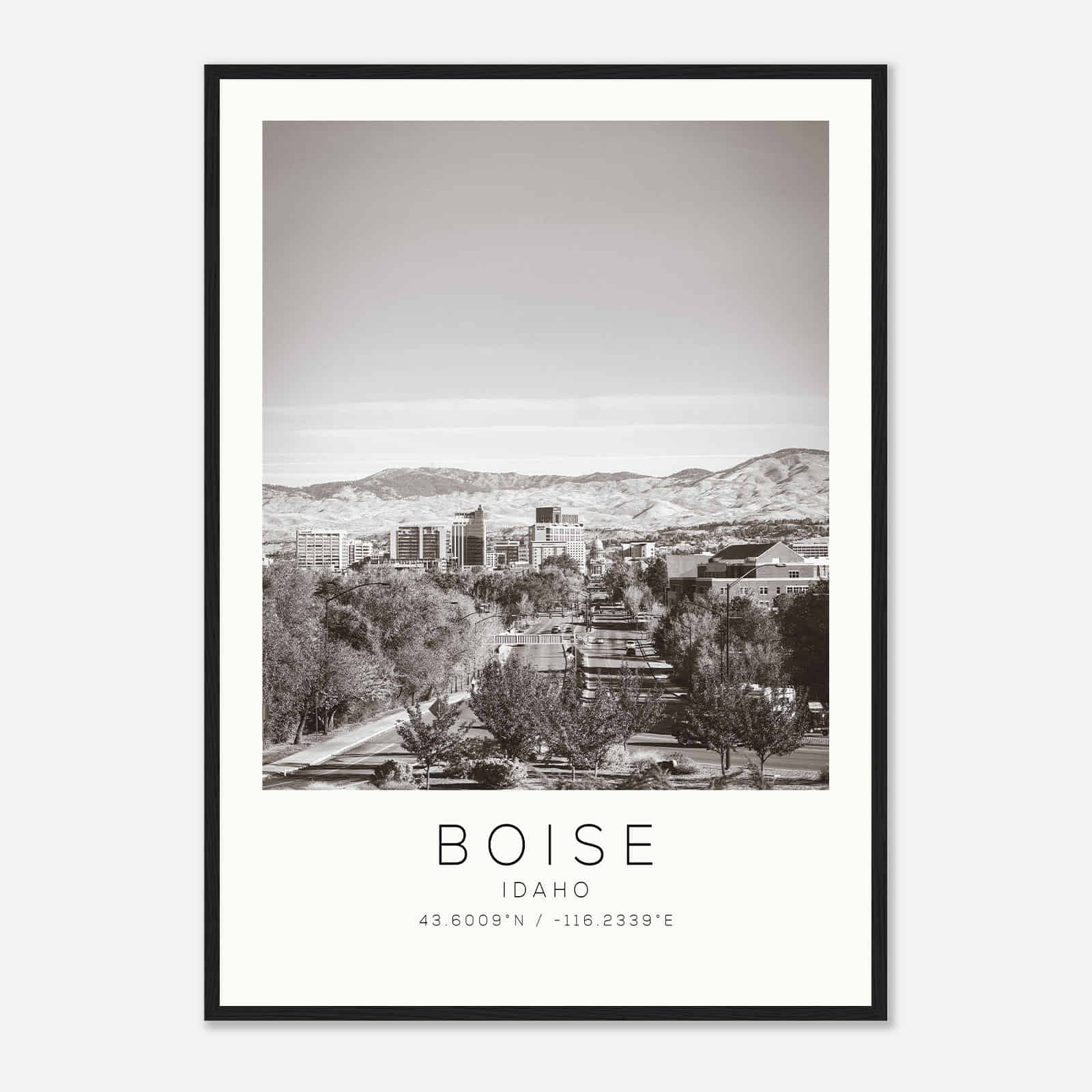 Boise Idaho Photo Travel Poster BW, Boise Travel Print, Minimalist Travel Print DS1