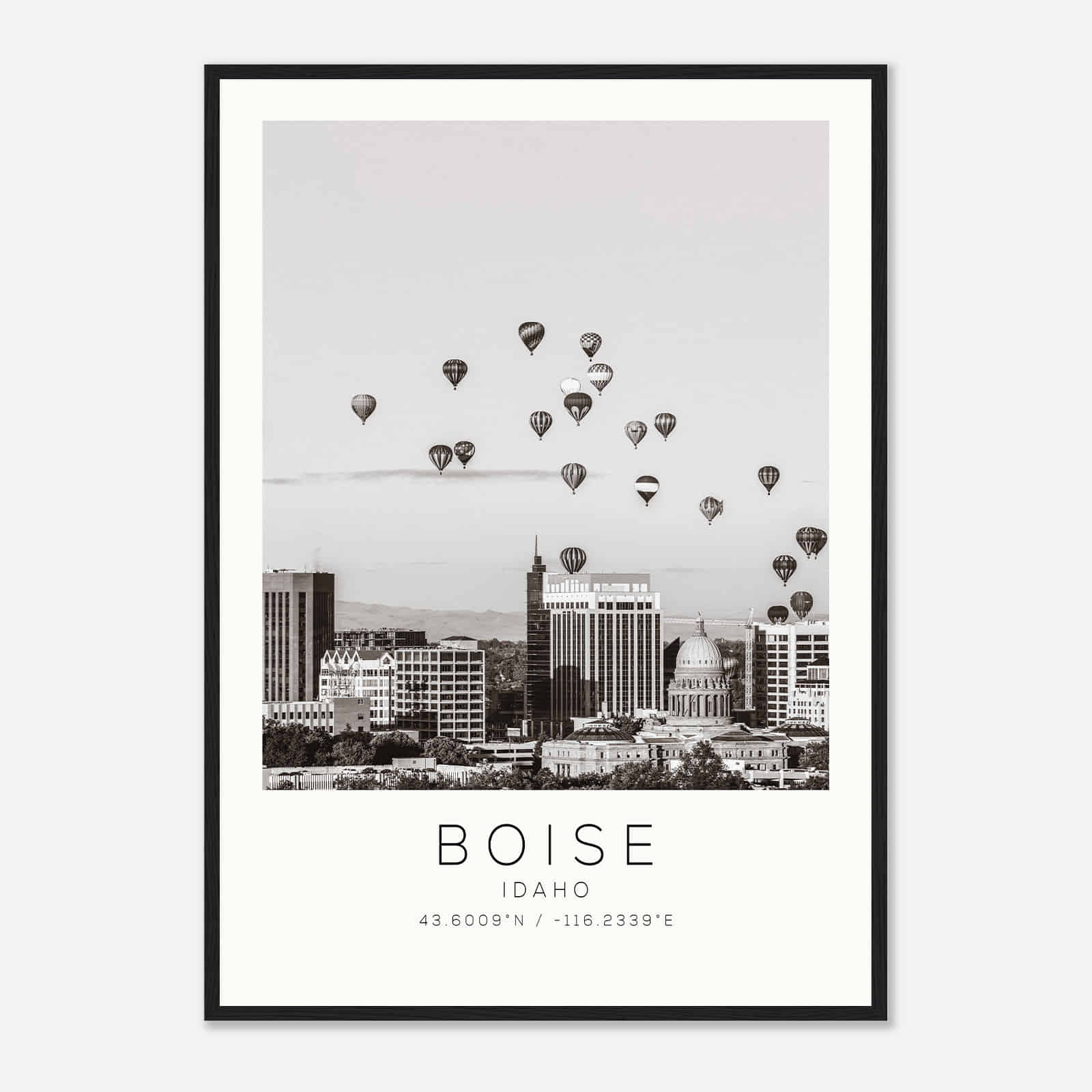 Boise Idaho Photo Travel Poster BW, Boise Travel Print, Minimalist Travel Print DS3