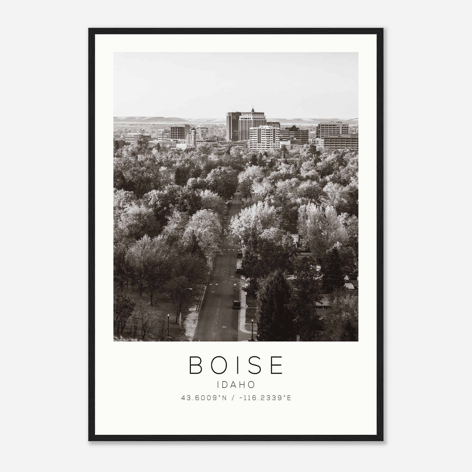Boise Idaho Photo Travel Poster BW, Boise Travel Print, Minimalist Travel Print DS4