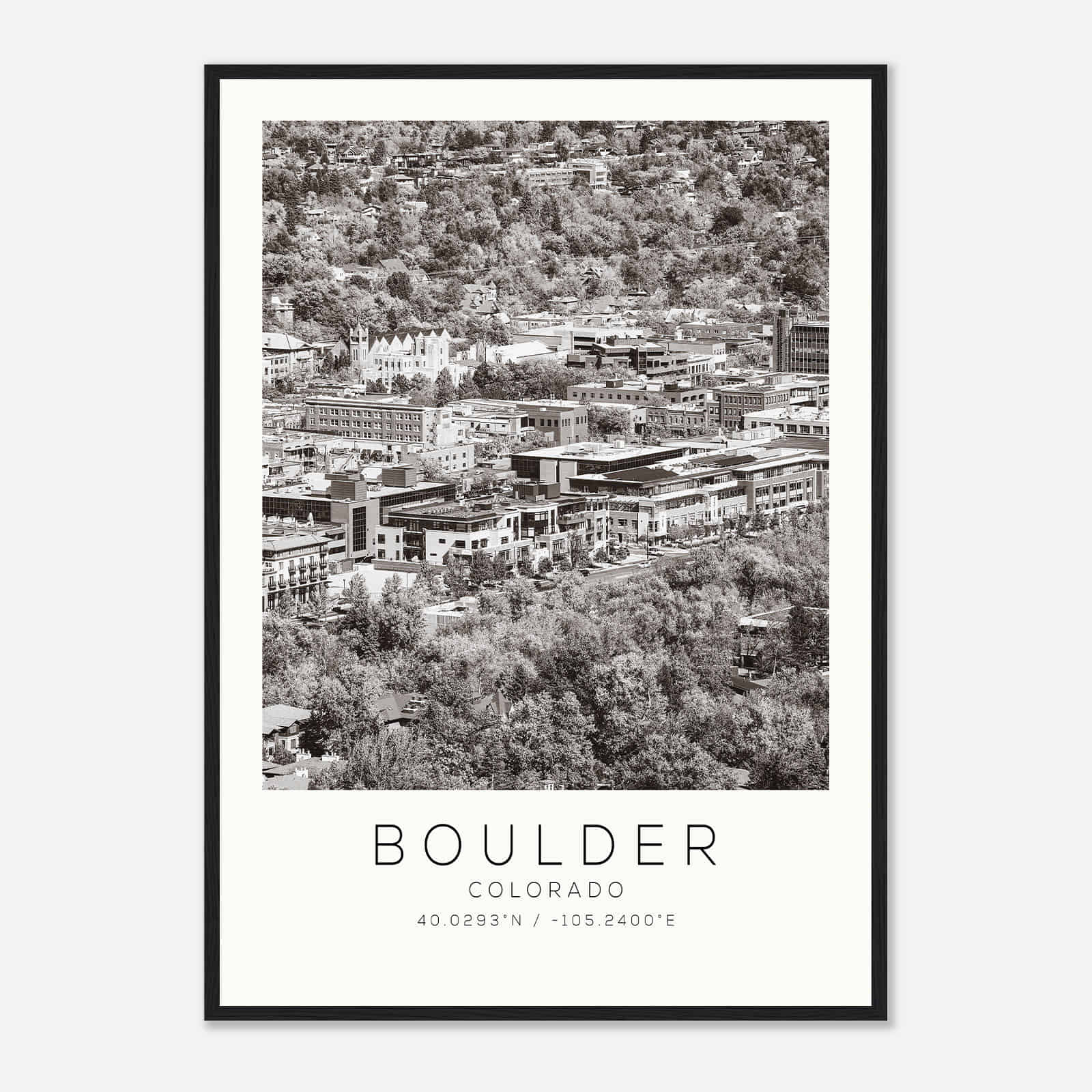 Boulder Colorado Photo Travel Poster BW, Boulder Travel Print, Minimalist Travel Print DS2