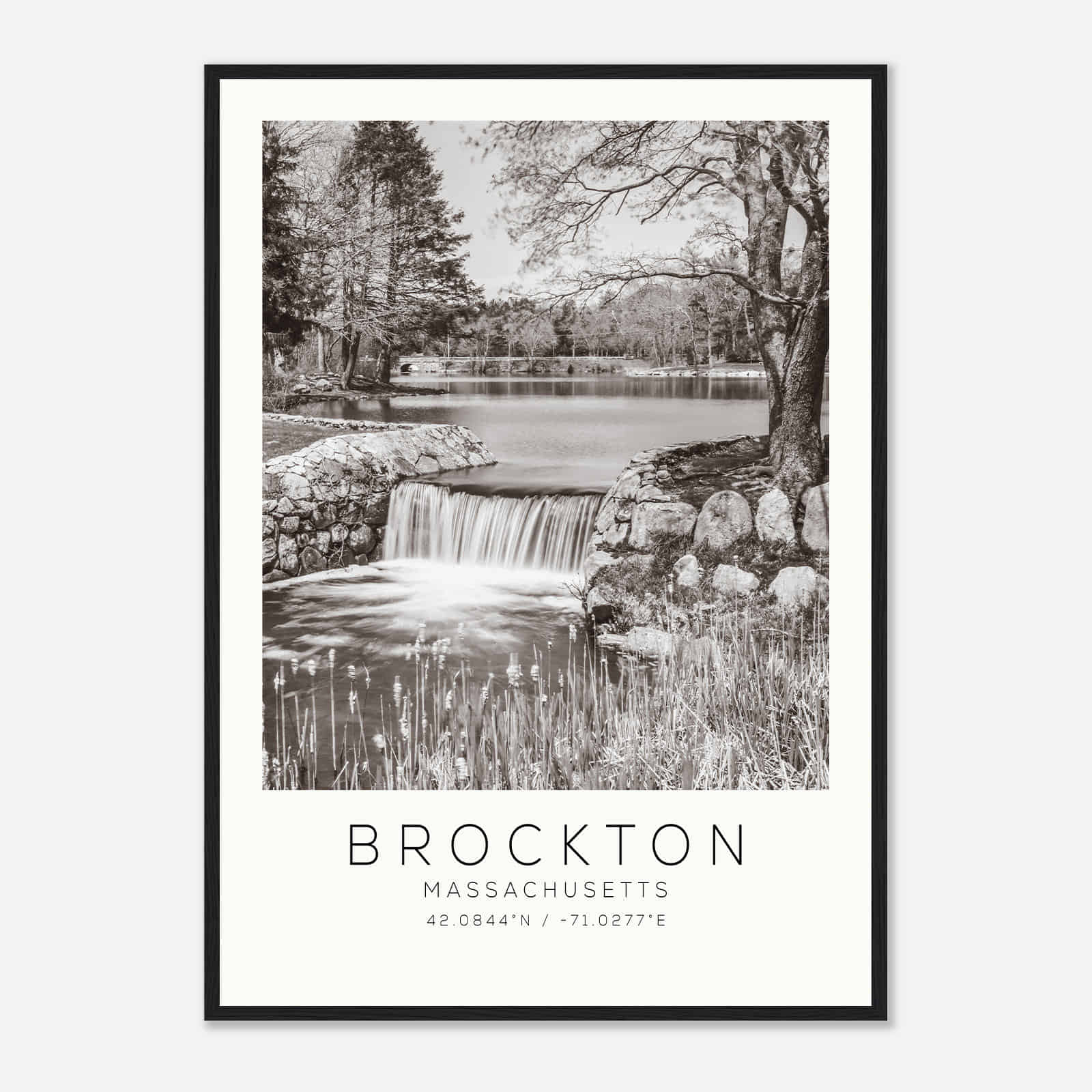 Brockton Massachusetts Photo Travel Poster BW, Brockton Travel Print, Minimalist Travel Print