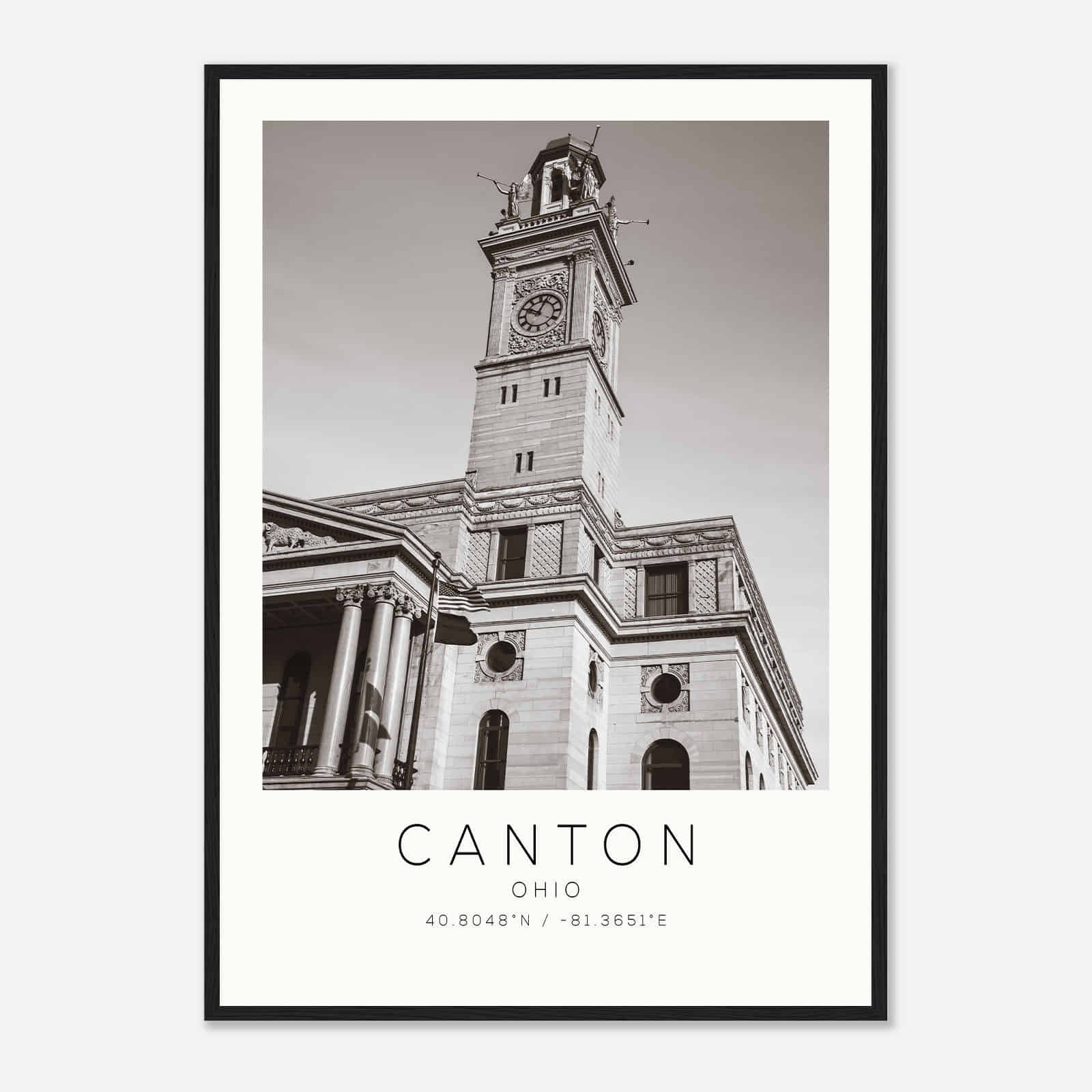 Canton Ohio Photo Travel Poster BW, Canton Travel Print, Minimalist Travel Print